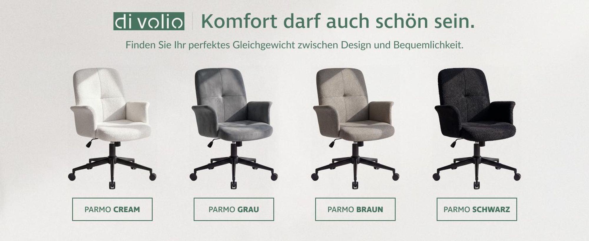 di volio Bürostuhl Parmo, Homeoffice Stuhl mit Rollen, Braun