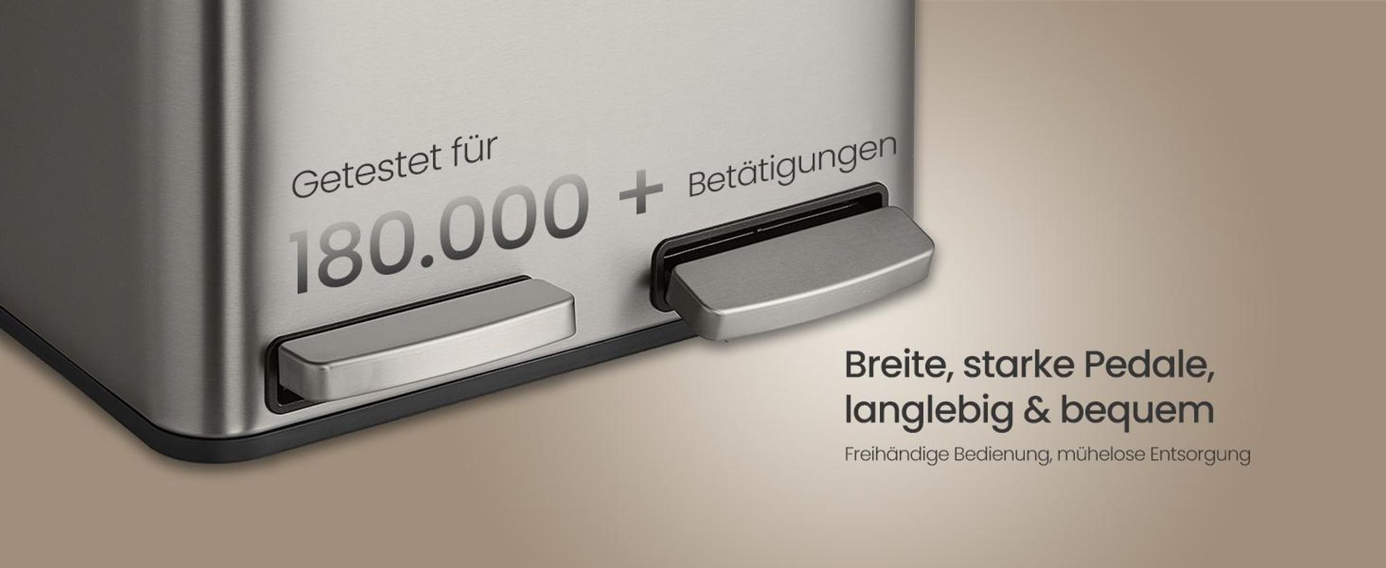 Abfalleimer 2 Fächer, Mülleimer 2 x 15 L, Tretmülleimer Softclose-Deckel, Küche, herausnehmbare Inneneimer,
