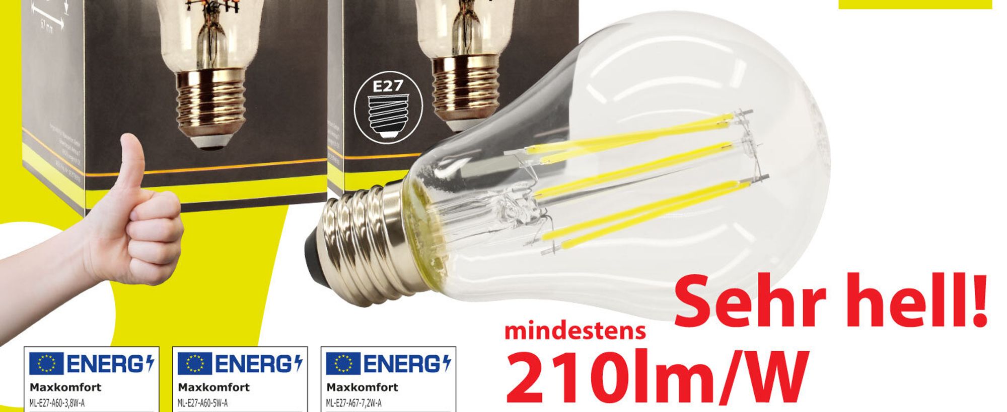 LED E27 Glühbirne Filament – 7,2W ersetzt 100W, , 1521 Lumen Neutralweiß (4000K), A67, 50.000h Lebensdauer, Leuchtmittel 360°