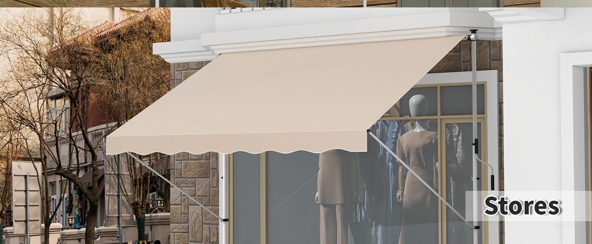 Markiza z ramieniem składanym, markiza z ramieniem przegubowym, markiza przeciwsłoneczna, korba ręczna, balkonowa, aluminiowa, 2x1,5m