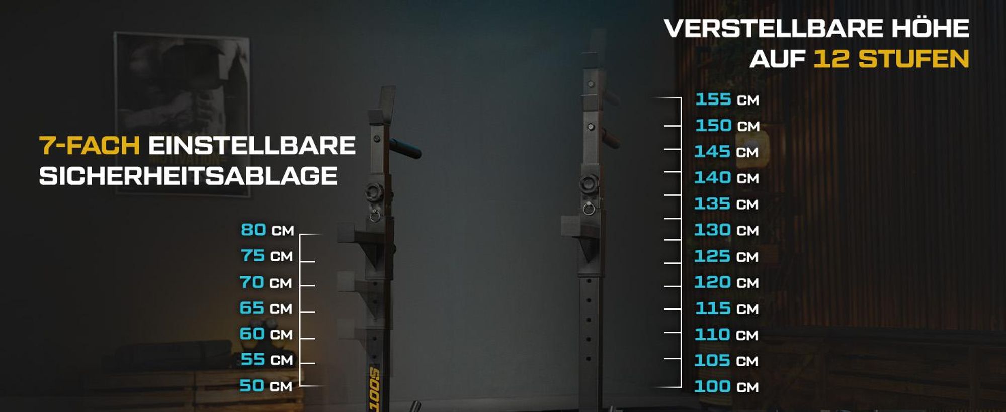TREX SPORT Hantelständer Squat Rack TX-100S | Langhantelständer mit 12-facher Höhen- & Breitenverstellung | Kniebeugenständer Hantelablage bis 250 kg
