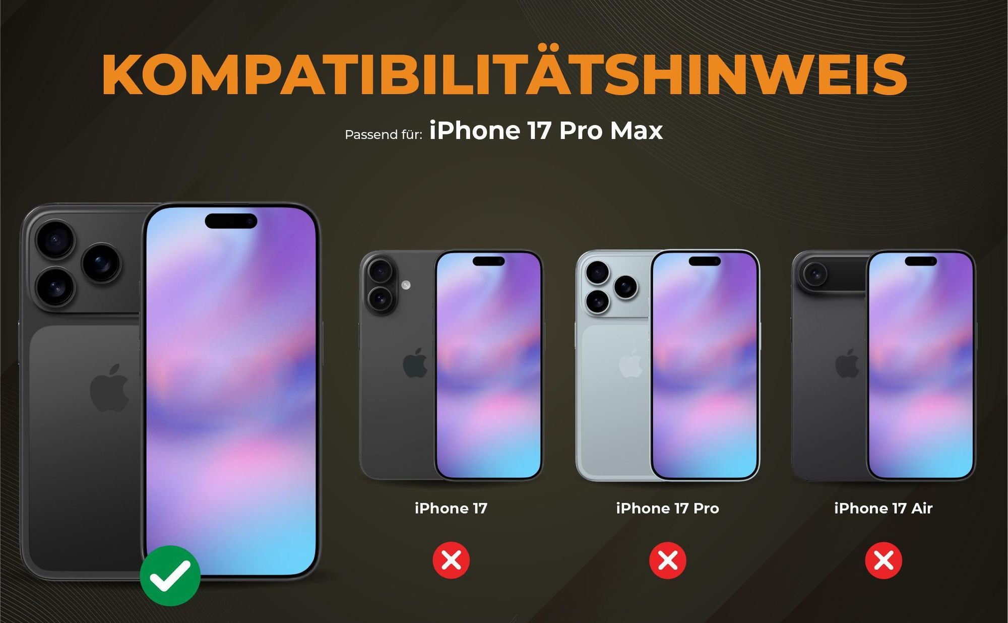 Kompatibilitätshinweise Hülle für Apple iPhone 17 Pro Max
