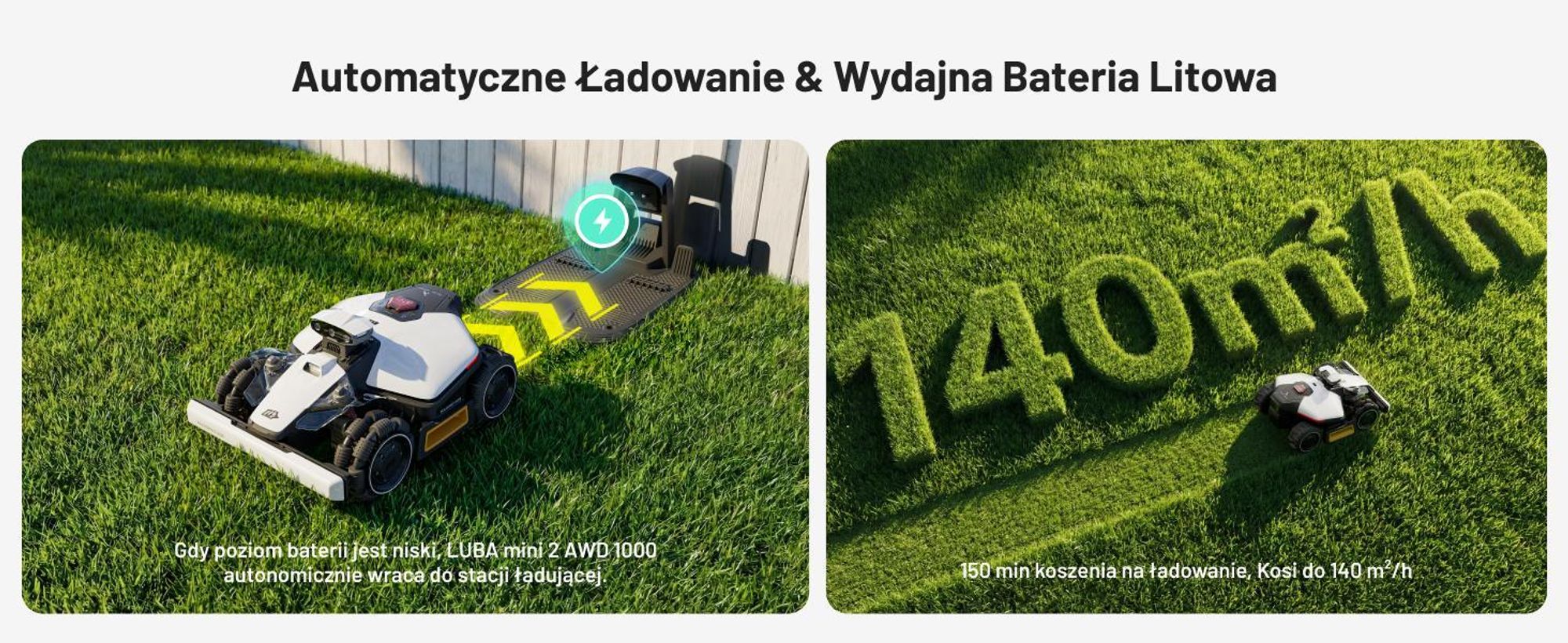Robotická kosačka Mammotion LUBA Mini 2 AWD 1000 bez ohraničujúceho drôtu do 1000 m² trojitá kamera AI + NetRTK kosenie na okrajoch DropMow 4G modul