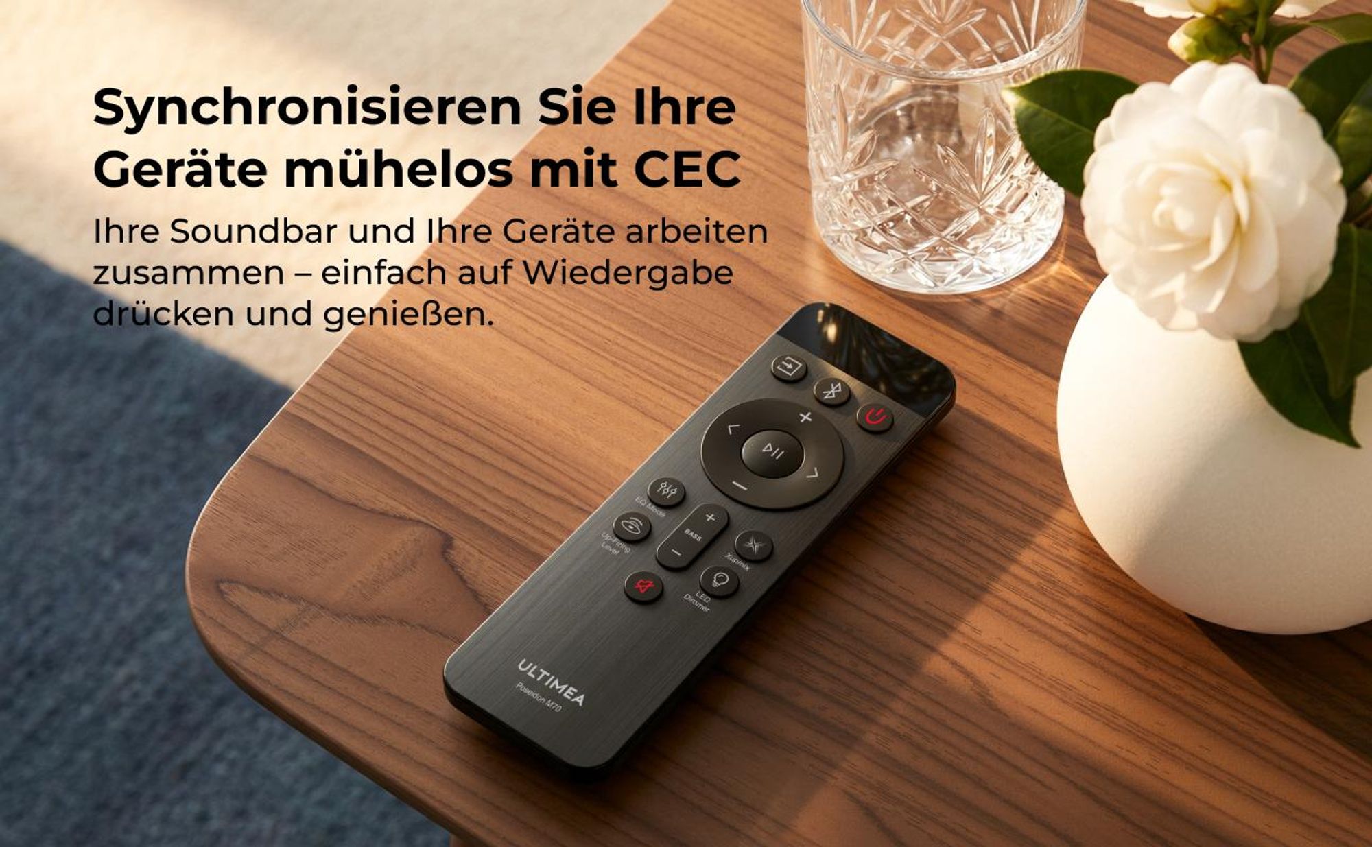 ULTIMEA Poseidon M70 - Soundbar für TV, 3.1.2 Dolby Atmos, kabelloser 5,25" Subwoofer, HDMI eARC, Bluetooth® 6.0, 312 W Spitzenleistung