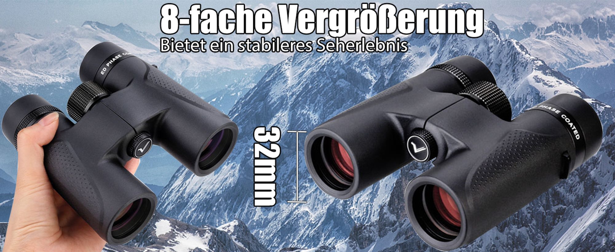 Svbony SV202 Fernglas, 8x32 Fernglas Klein, ED Glas BAK4 Prisma Wasserdicht Weites Sichtfeld Fernglas Teleskop für Erwachsene, Vogelbeobachtung, Jagd