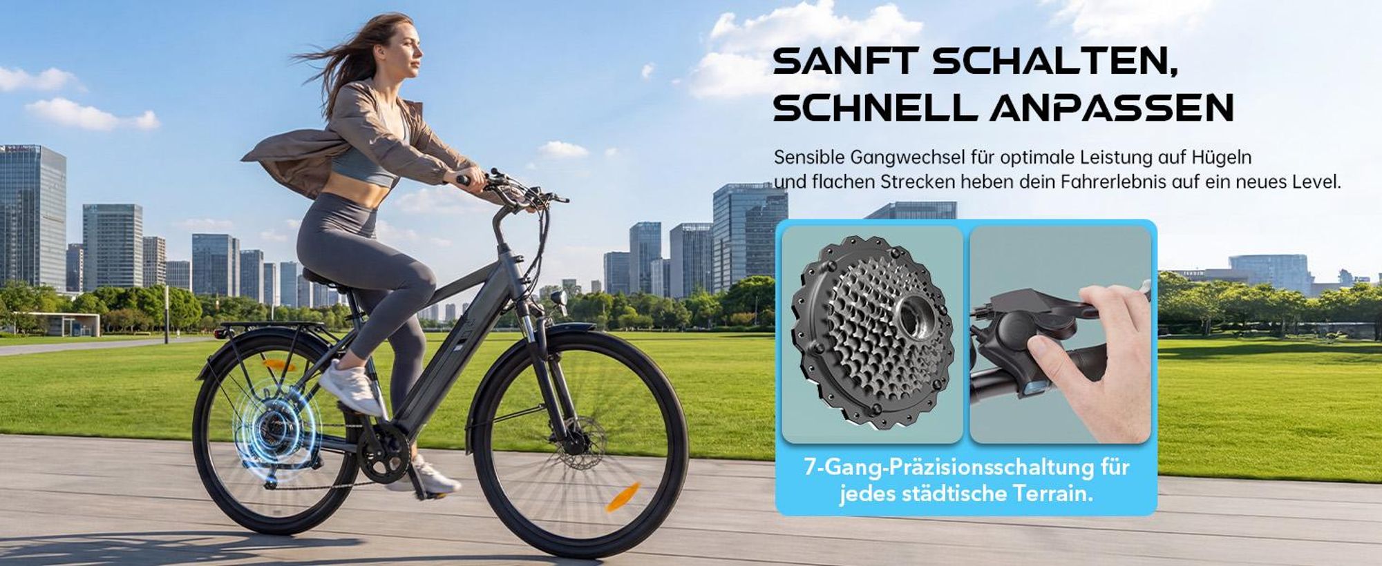 Touroll J2 E-Bike 26 Zoll, 250W Motor, 100 km Reichweite, Shimano 7-Gang, LED Display, Scheibenbremsen, City Elektrofahrrad
