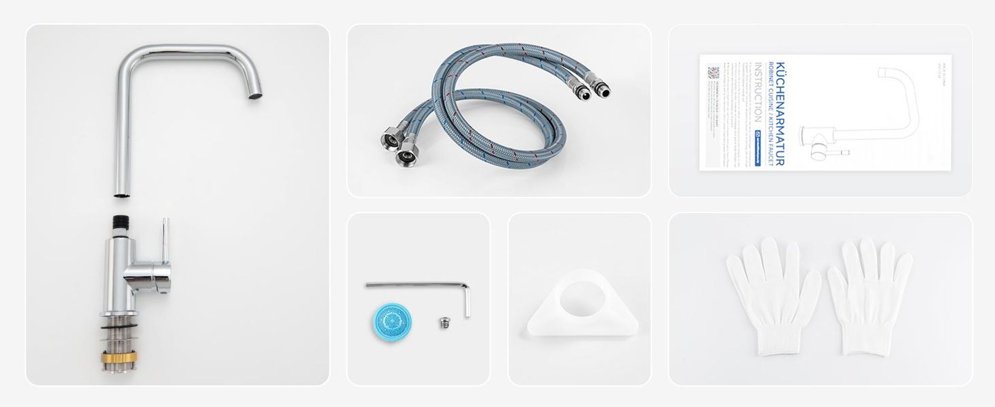 Wassersparend Küchenarmatur Edelstahl, 7-Form Spültischarmatur,360° Drehbar Niederdruck Küchenarmatur,  Cecipa, Einhandmischer für Kleinspeicher,Chrom