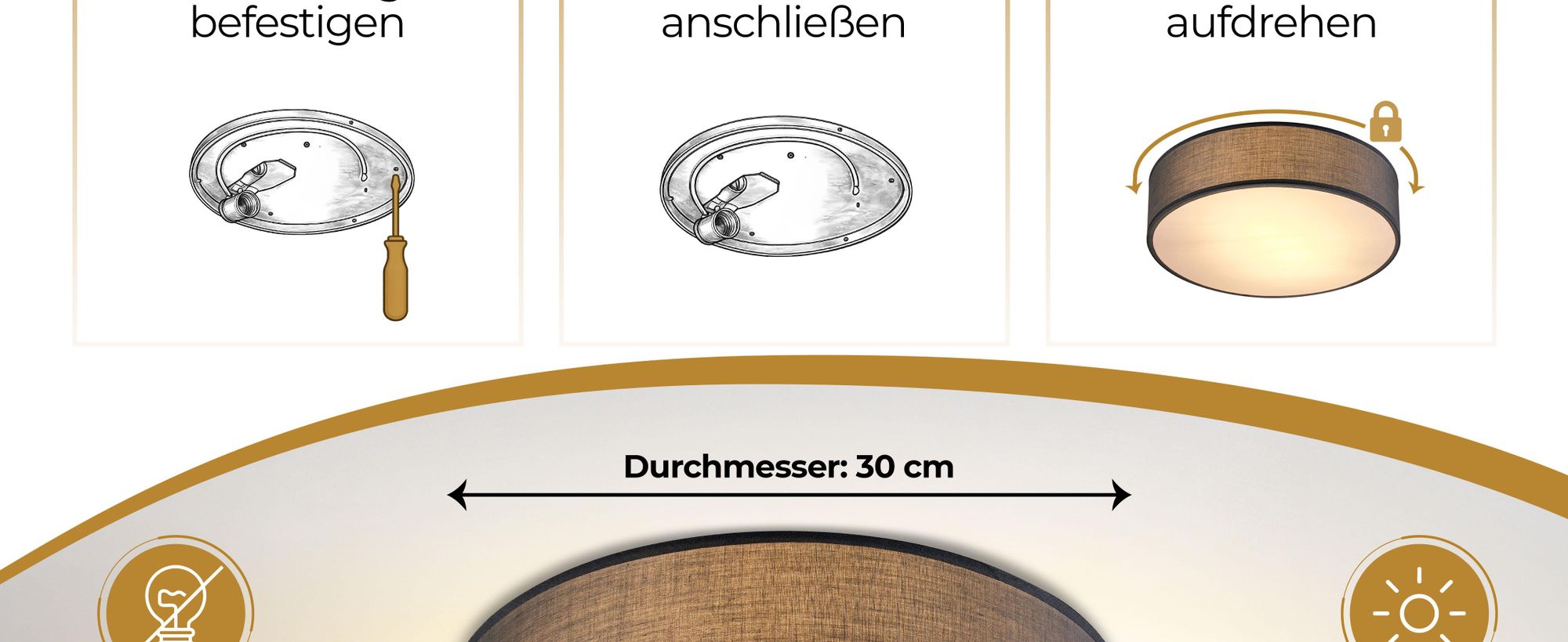 MONZANA Deckenlampe Stoff Wohnzimmer