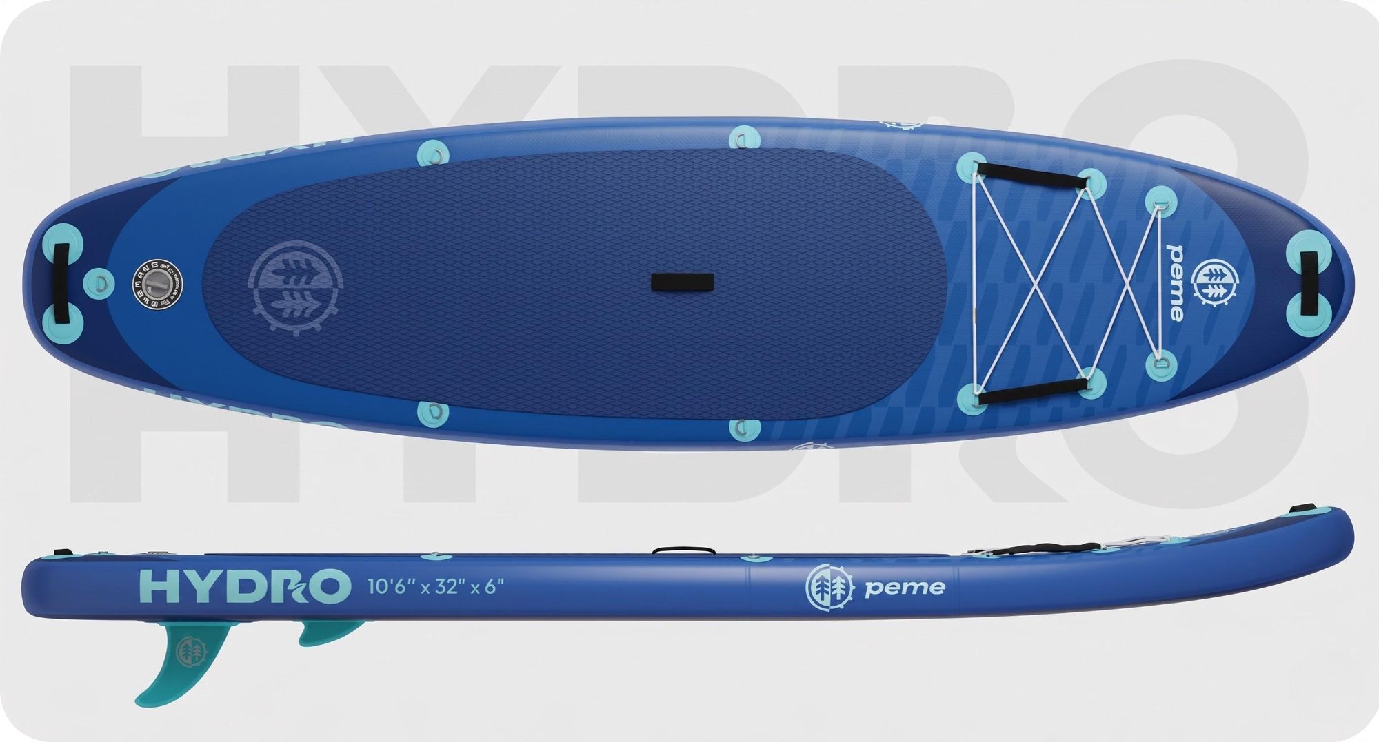 PEME Stand Up Paddle Board - Deep Water -  350 cm - Dopple Paddel und komplette Zubehöre, SUP, Surfboard aufblasbar- Blau