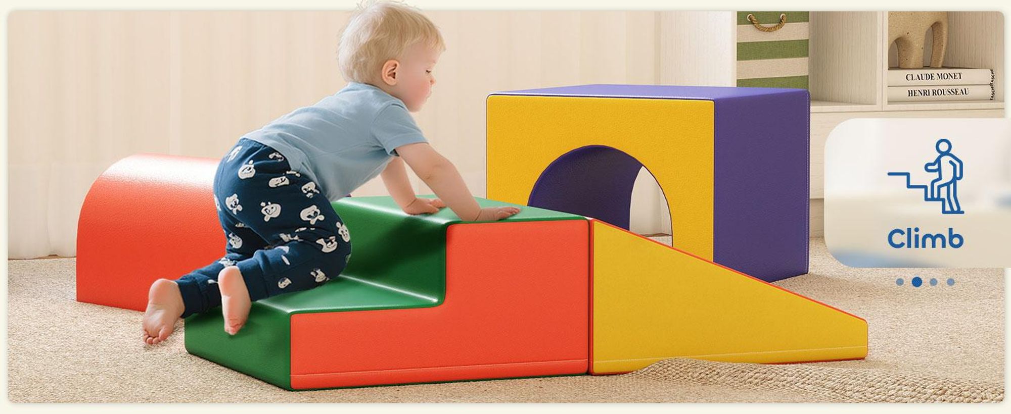 HOMCOM 4-częściowe klocki piankowe dla dzieci, miękkie klocki do wspinaczki, miękkie klocki piankowe, gigantyczne klocki, zabawka konstrukcyjna, duże klocki, zestaw klocków dla niemowląt i małych dzieci, czerwony