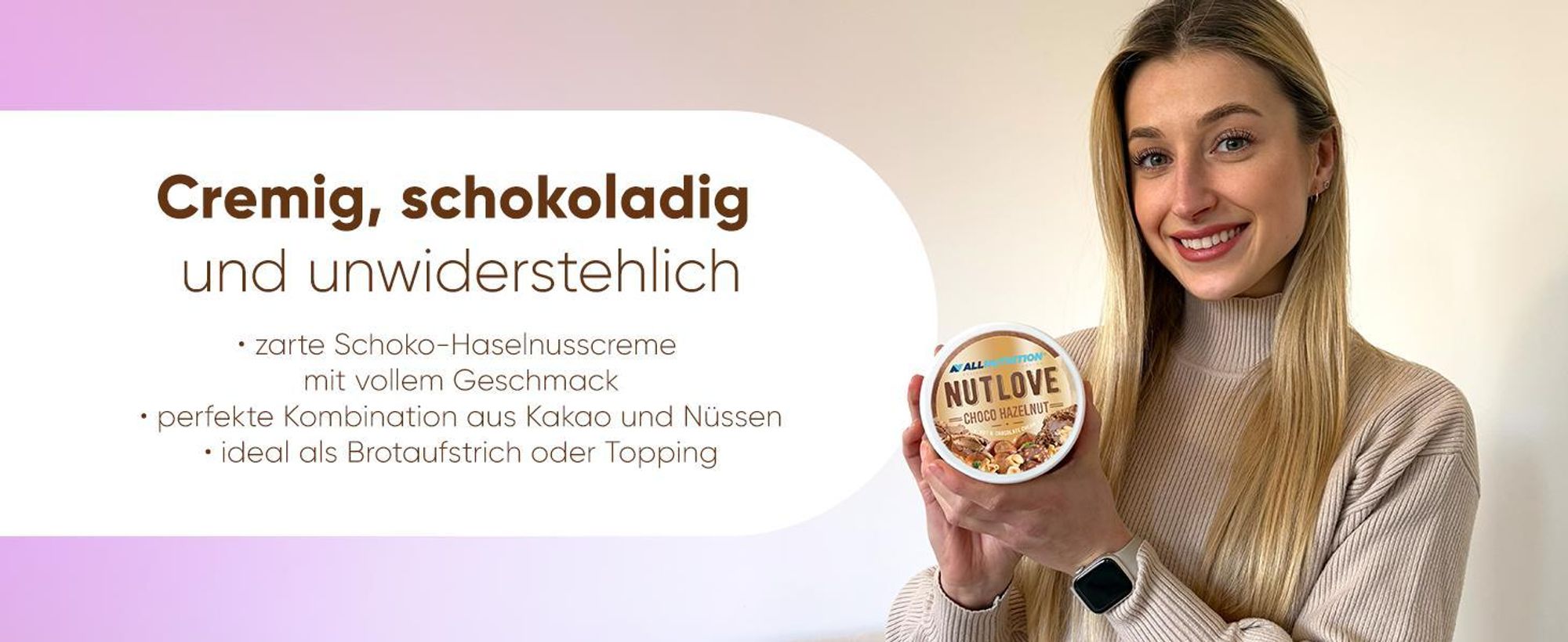 ALLNUTRITION Nutlove Choco Hazelnut 500g Schokoladencreme Ohne Zucker