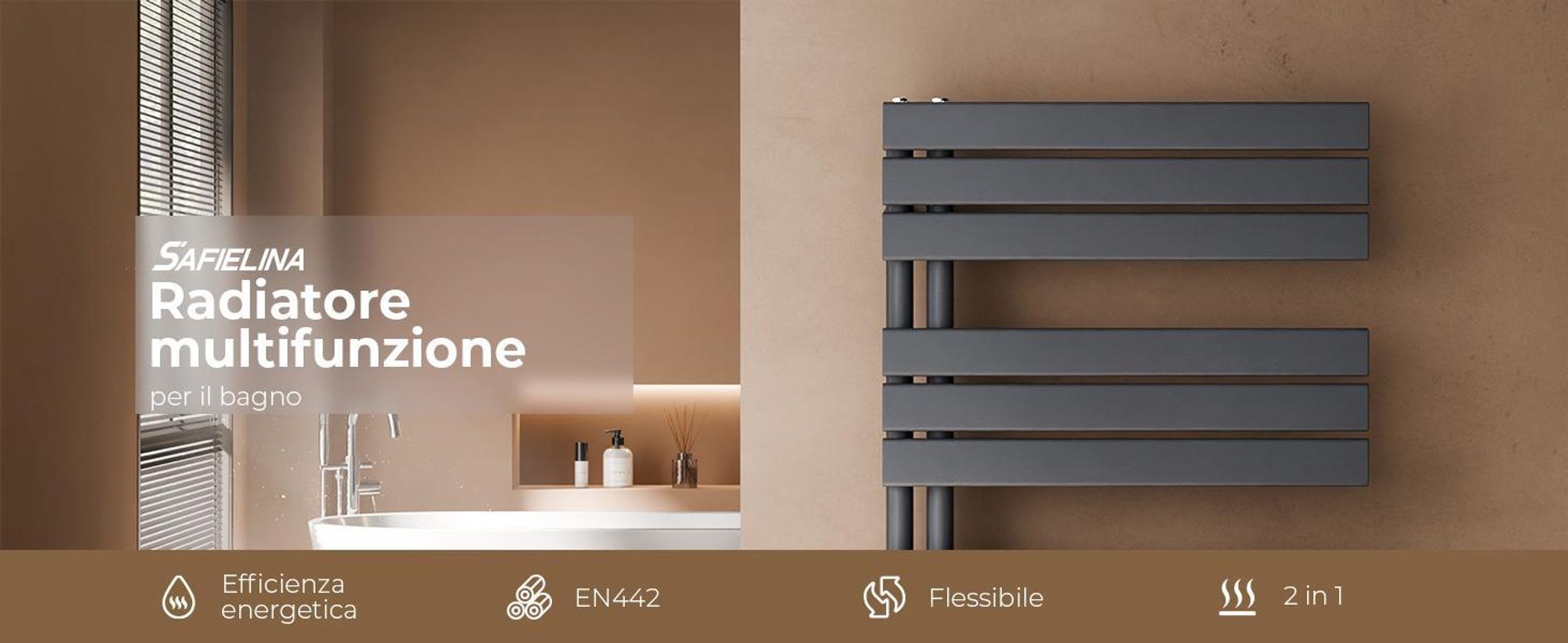 S'AFIELINA 1320x500mm radiatore per bagno radiatore per asciugamani radiatore a pannello piatto per bagno attacco laterale antracite 661 Watt