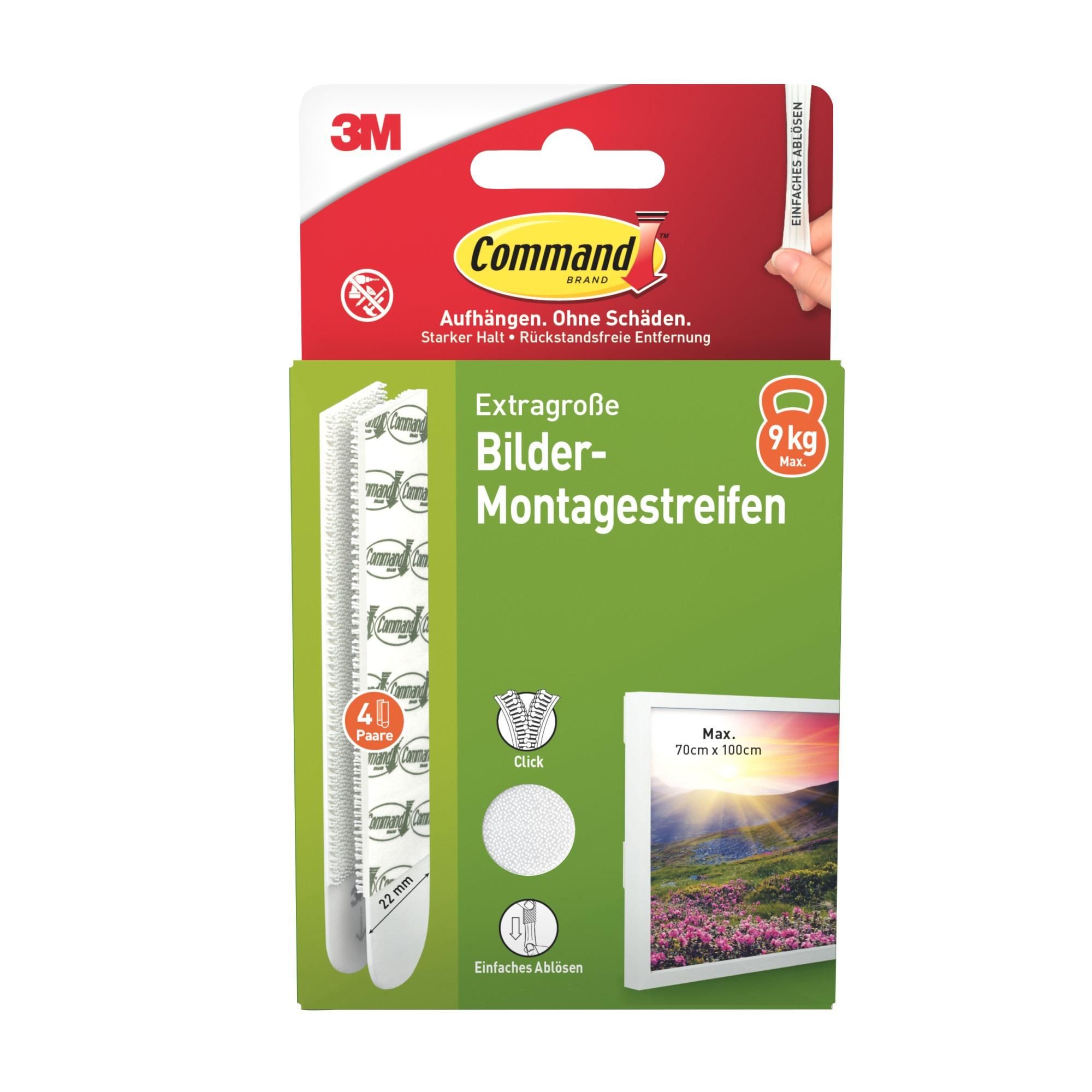 Command™ Bilder-Montage-Strips, Weiß, XL, 4 Paare, Selbstklebend ohne Bohren