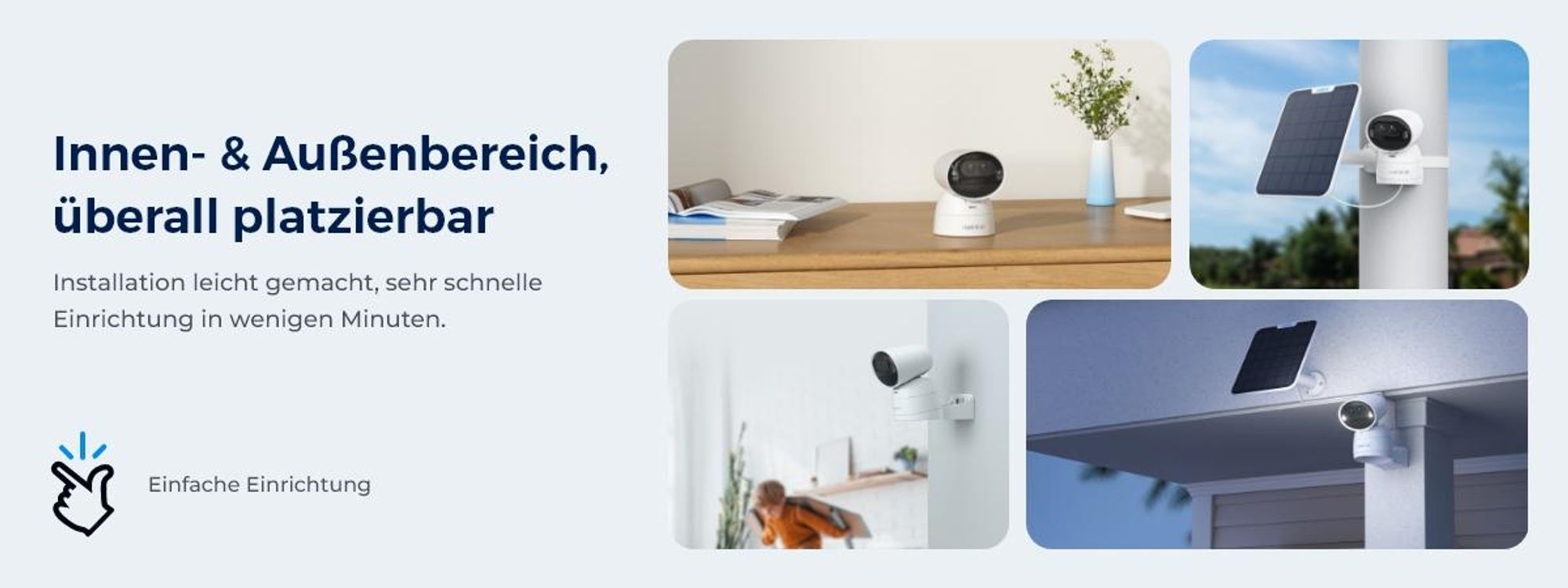 Reolink Argus Track+Solarpanel, 4K 8MP Akku WLAN Überwachungskamera Außen, Dual-Objektiv, 5/2,4 GHz WiFi, Auto Tracking & Zoom, Farbnachtsicht