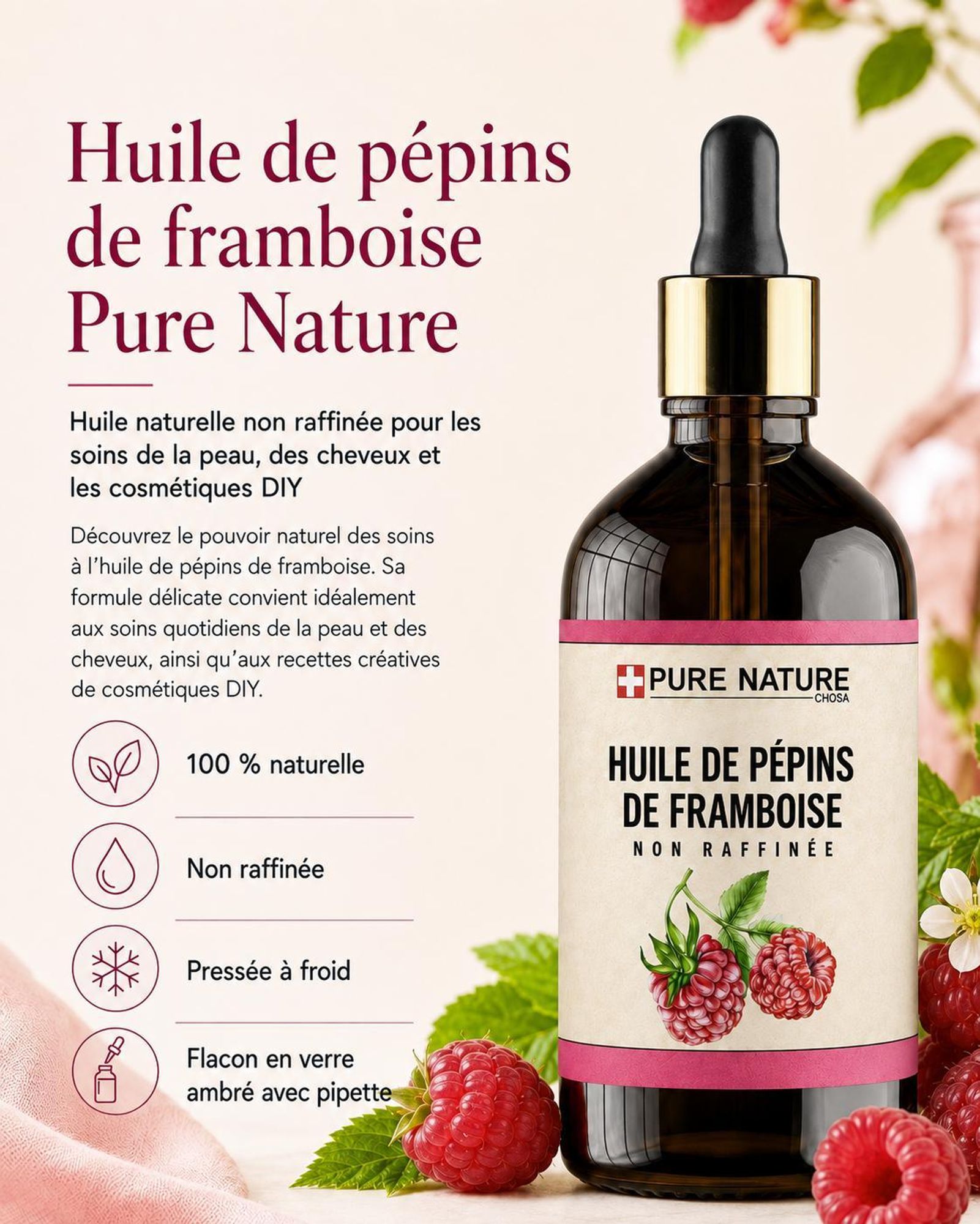 Graines de framboise pressées à froid