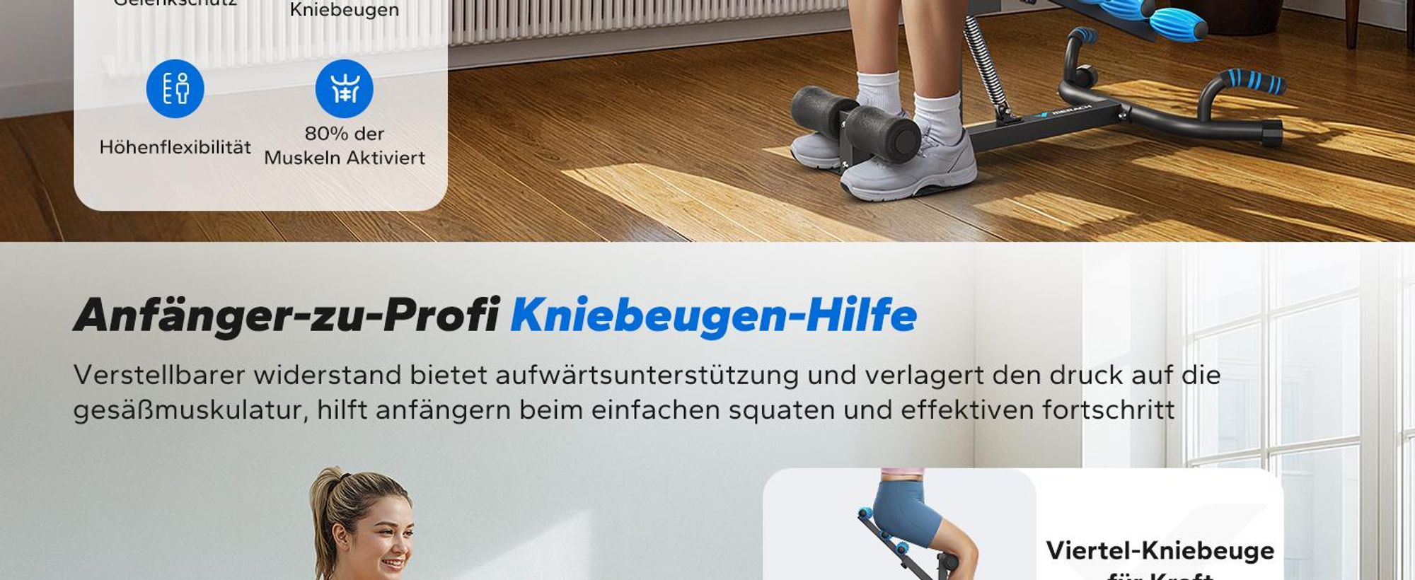 Sissy Squat Kniebeugentrainer, Beintrainer verstellbar bis 136 kg, Bauch-Gesäß-Trainer, Heimfitness, Ganzkörpertraining für zuhause