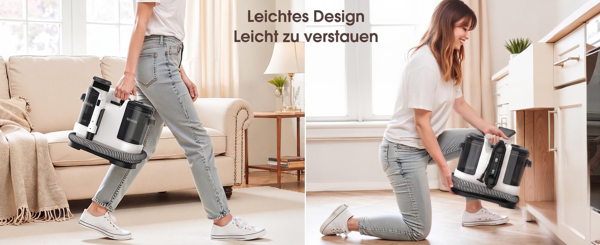 Lubluelu V6 Teppichreiniger Waschsauger Polsterreiniger 5IN1 13.500Pa 450W mit 2-Tank-System Nasssauger für Sofa Auto Teppich