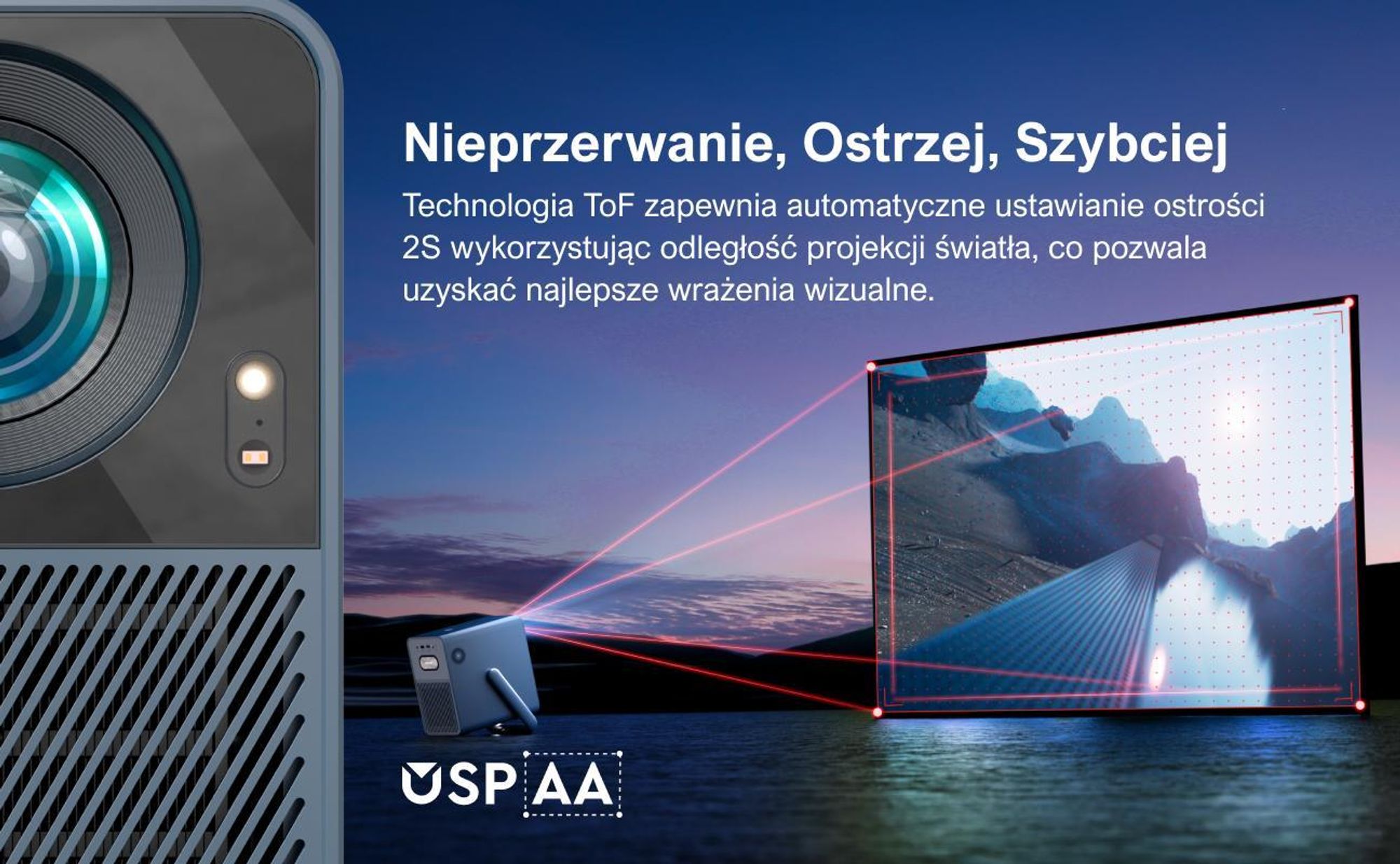 Projektor Poseidon E40, Android TV 11.0 z Netflix, projektor Dolby Audio, 2000:1, 1920 x 1080 px, uchwyt do przenoszenia, przenośny projektor Native 1080P