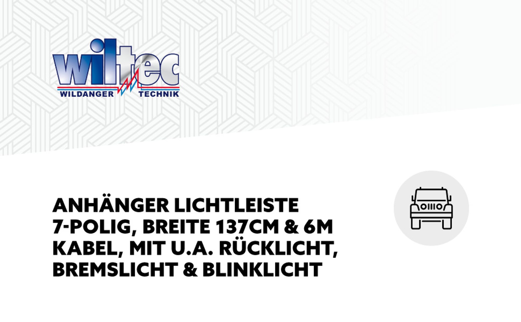 Wiltec Anhänger Lichtleiste 7-polig 12V 137 cm, Anhängerbeleuchtung für PKW und Fahrradträger, Adapter für Anhänger