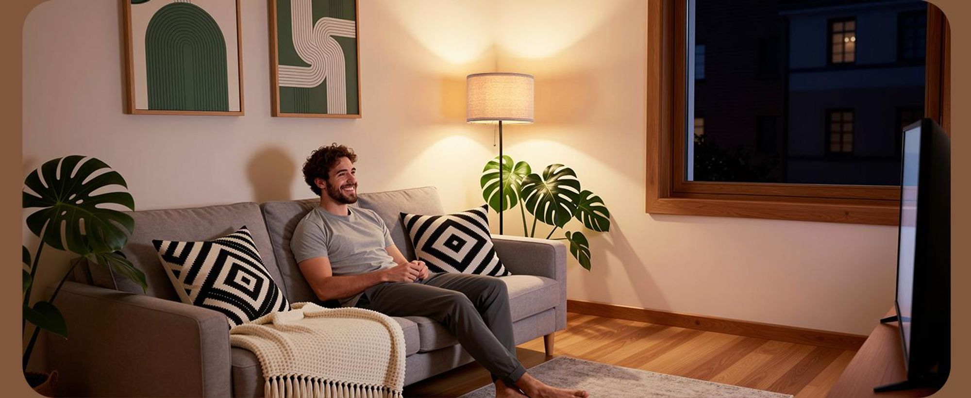 EDISHINE Stehlampe Wohnzimmer, Moderne Stehleuchte mit Leinen-Lampenschirm & schwarzm Metallgestell, für Schlafzimmer Büro, 145cm