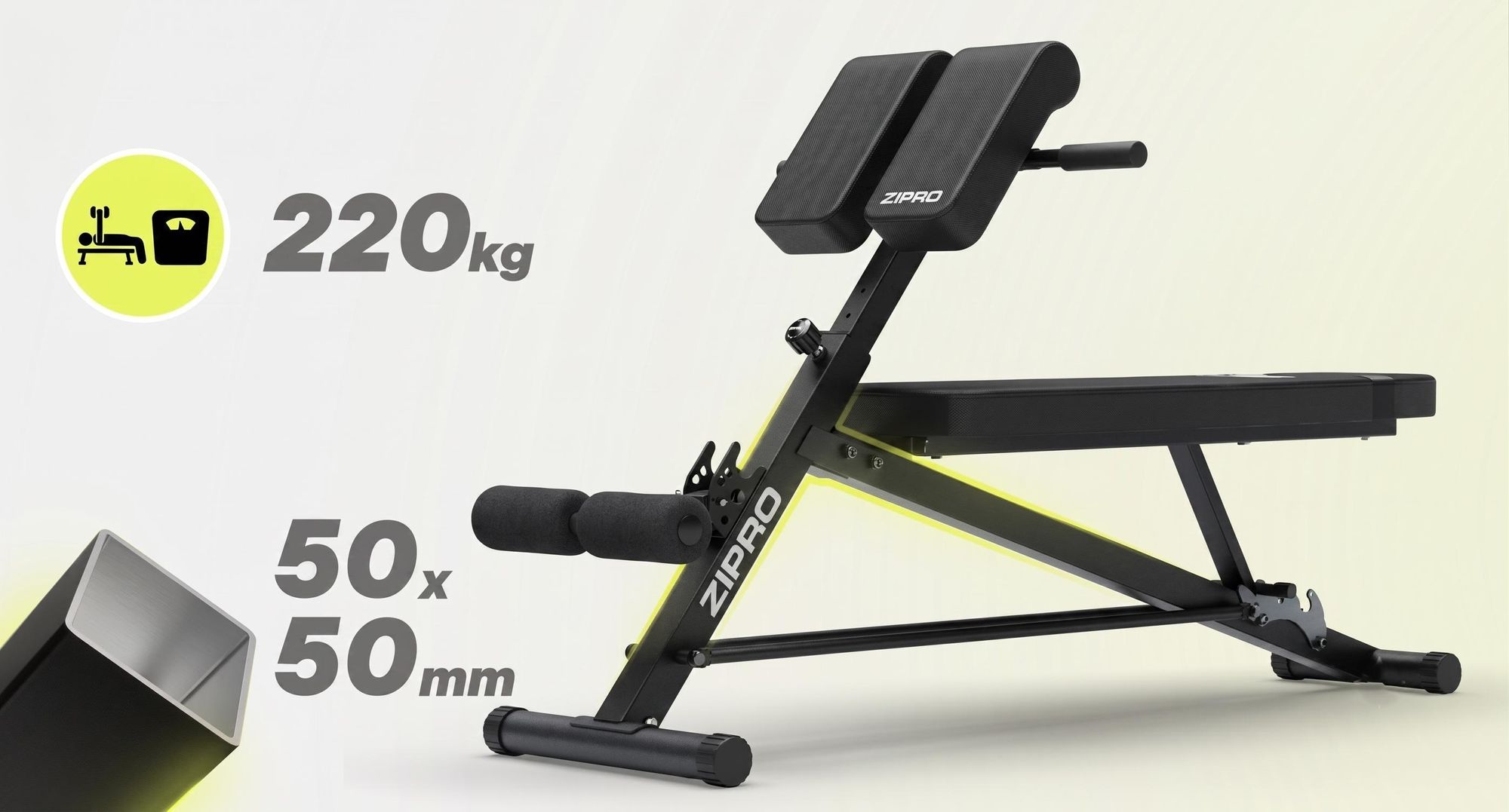 ZIPRO Core Rookie Hantelbank Verstellbar - Curlpult Römische Bank Rückentrainer Negativbank Flachbank Kraftstation Fitnessbank 220 kg