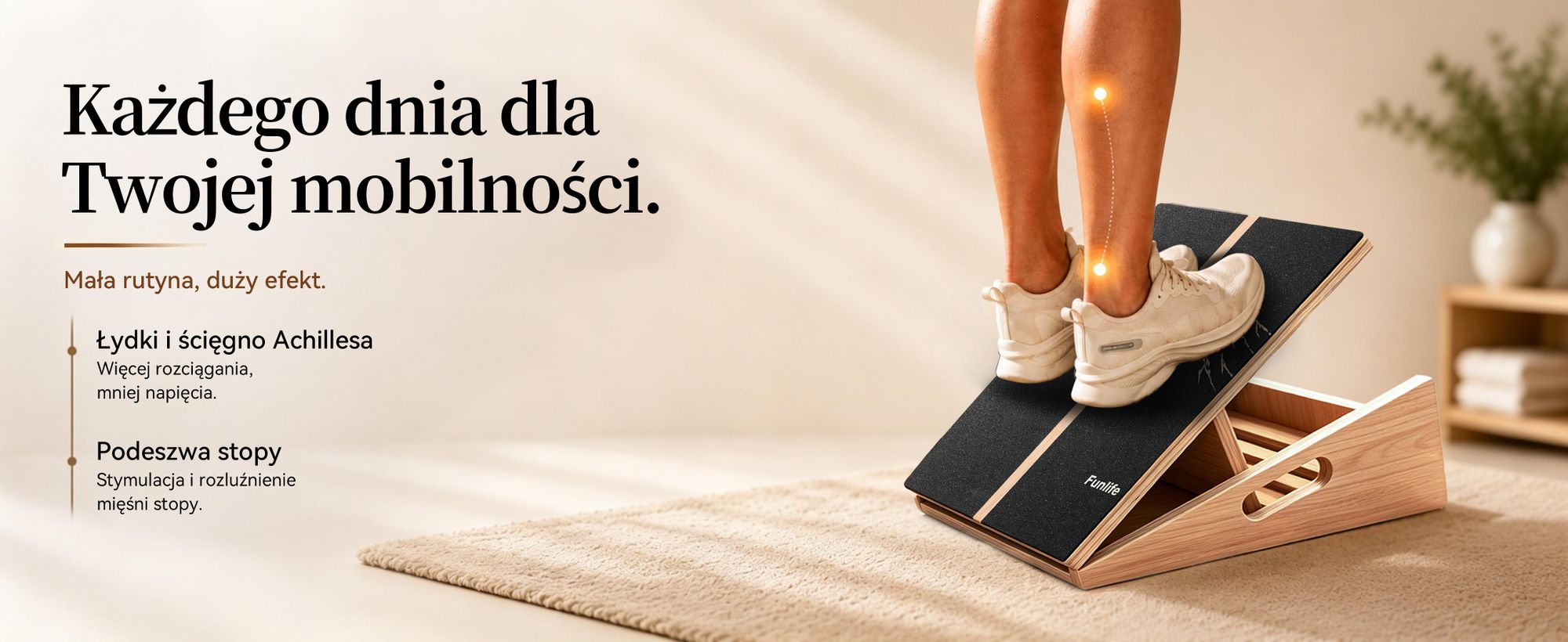 Deska do rozciągania FunLife, seria Alpine, drewniana, z regulacją nachylenia (5 stopni) od 15° do 35°, antypoślizgowa, idealna do ćwiczeń łydek, ścięgien Achillesa, jogi i fitnessu
