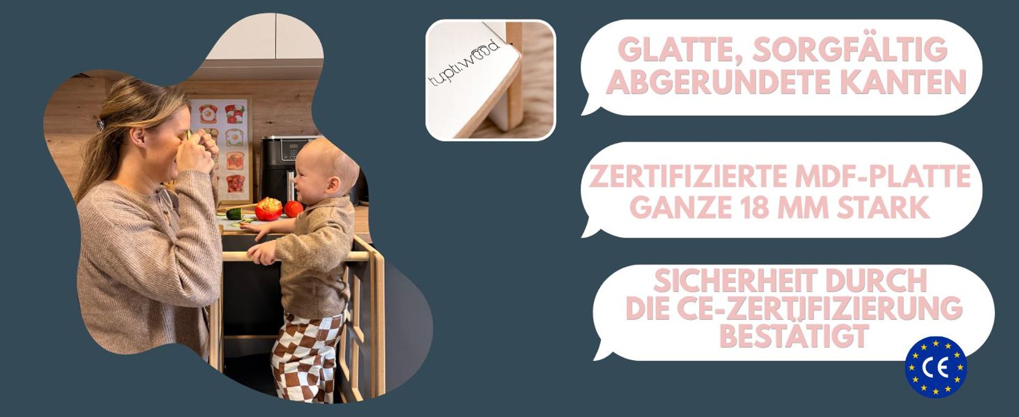 Kitchen Helper Extra Safe – sicherer und stabiler Lernturm für Kinder, höhenverstellbare Standfläche, robuste Konstruktion,