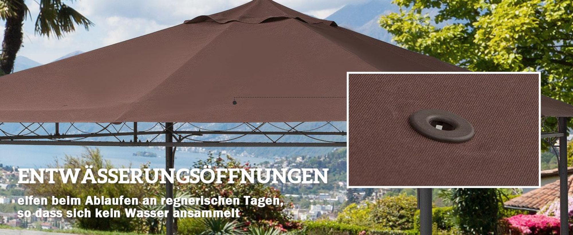Outsunny Pavillondach, Ersatzdach für Pavillon, Pavillonabdeckung, Sonnenschutz Polyester, Kaffee, 2,98 x 2,95 m