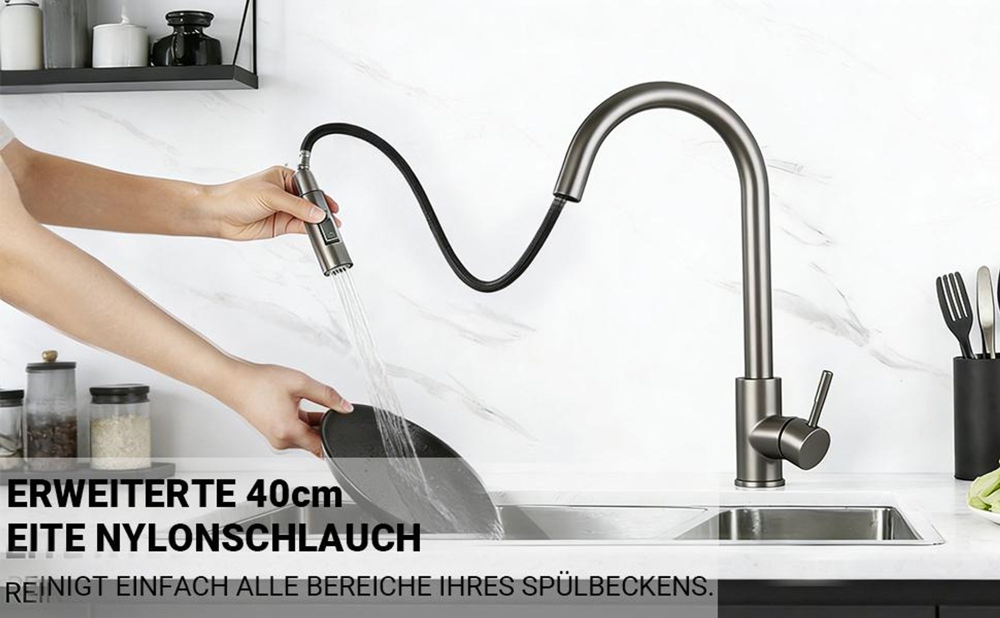 Ausziehlänge der Brause: bis 40 cm