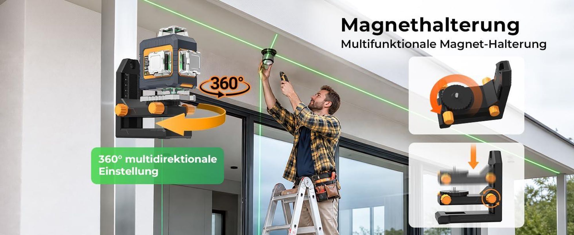 CIGMAN CM-G16T Set Krížový Laser 4x360° | 16-Liniový so Statívom 1,42m
