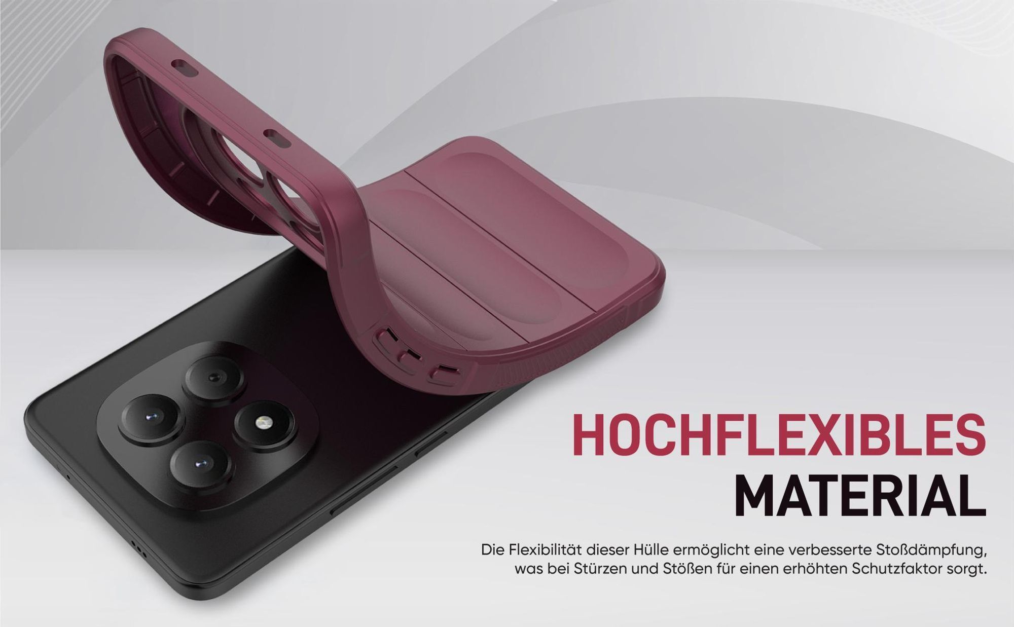 Stoßfestes und flexbiles Handy Case mit Griffzonen in Lila für Xiaomi Redmi Note 15 Pro