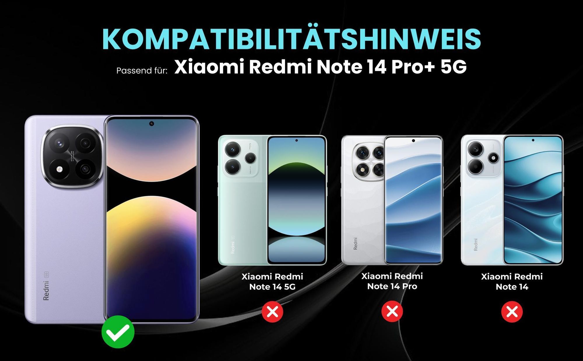 Kompatibilitätshinweise Hülle für Xiaomi Redmi Note 14 Pro+ 5G