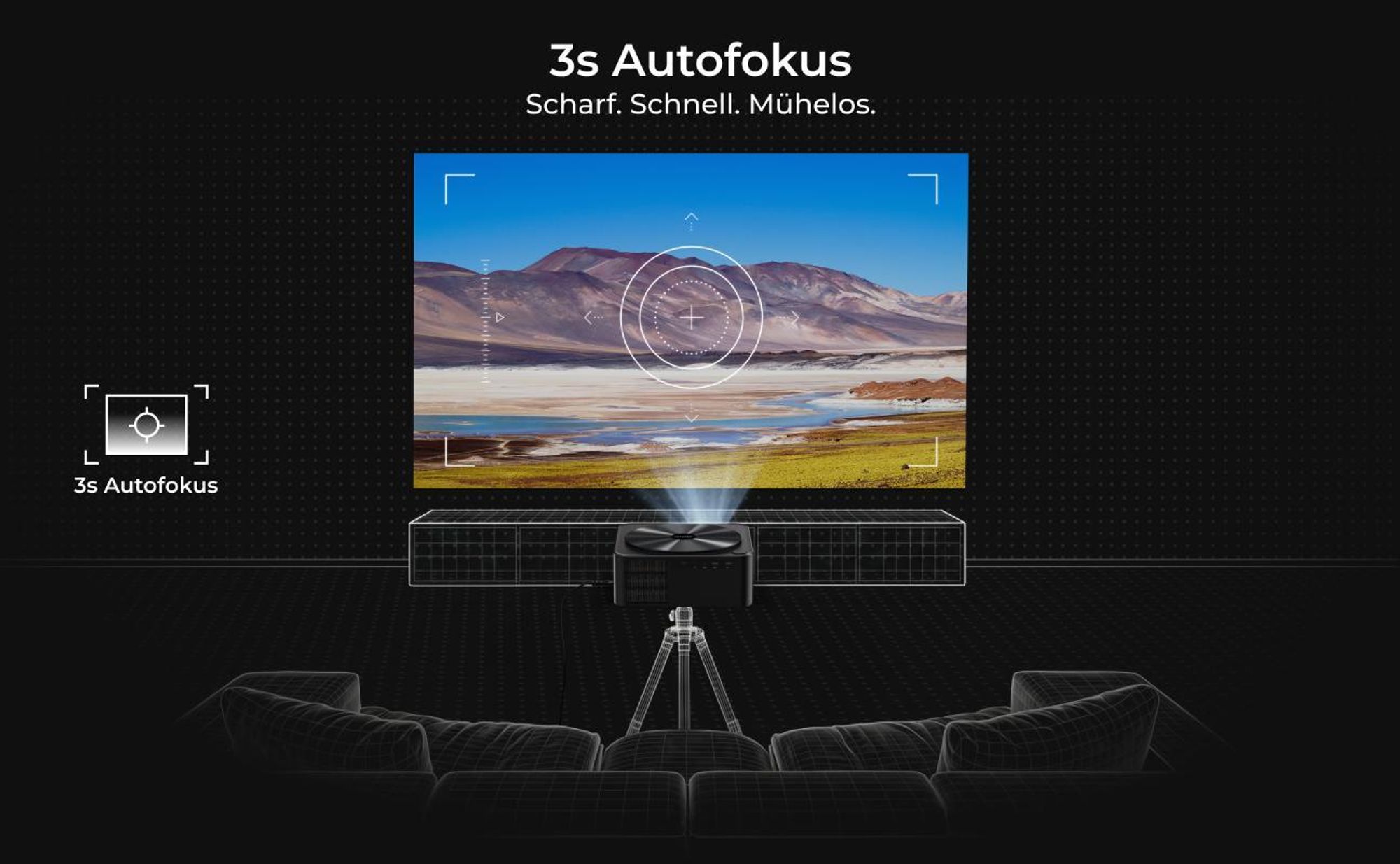 Ultimea Apollo-P40 Beamer 4K unterstützter, Aktualisierte Version mit Hindernisvermeidung 700 ANSI, intelligenter Bildschirmausrichtung,