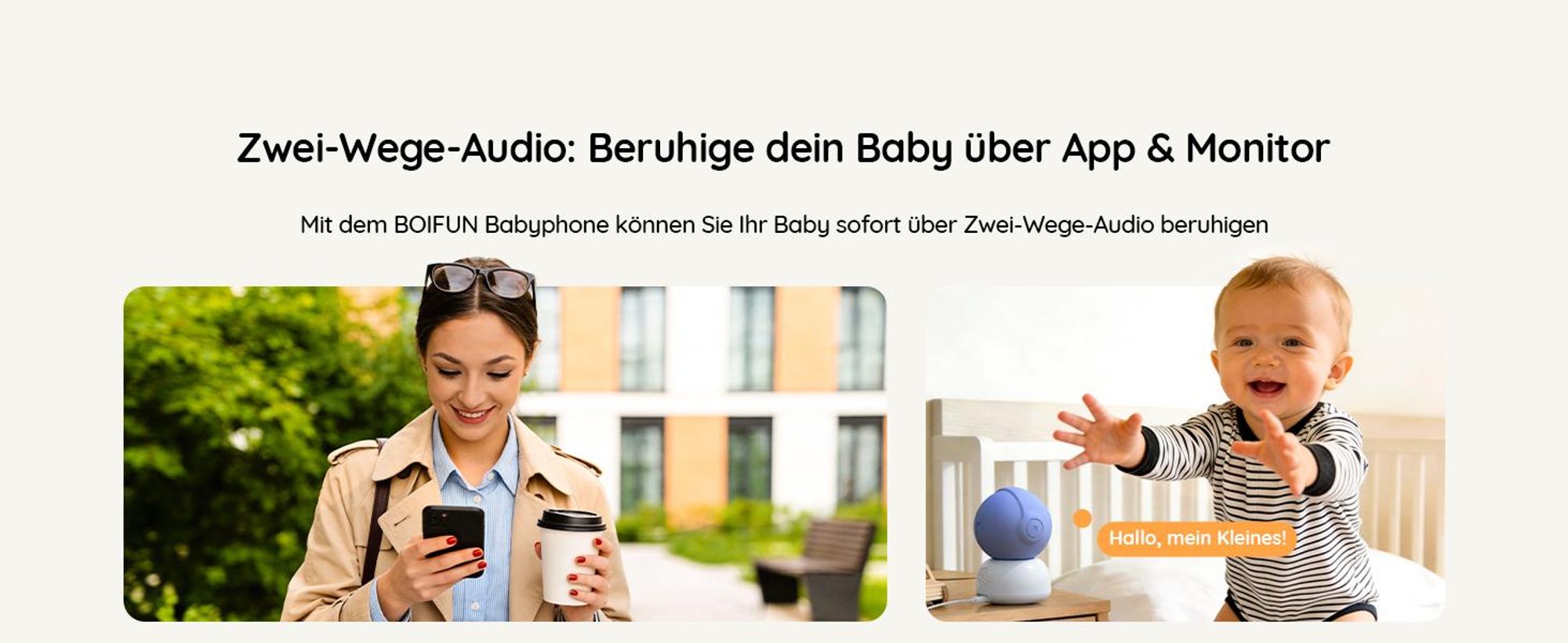 5 Zoll Babyphone mit Kamera 2K Babyfon Video PTZ 355° Bewegungs und Geräuscherkennung Temperatur Luftfeuchtigkeit mobiles Tracking