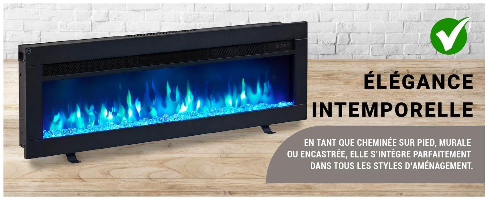 Cheminée électrique encastrable BALDERIA Agnes 40 – Puissance de chauffage jusqu'à 1 800 W, noire