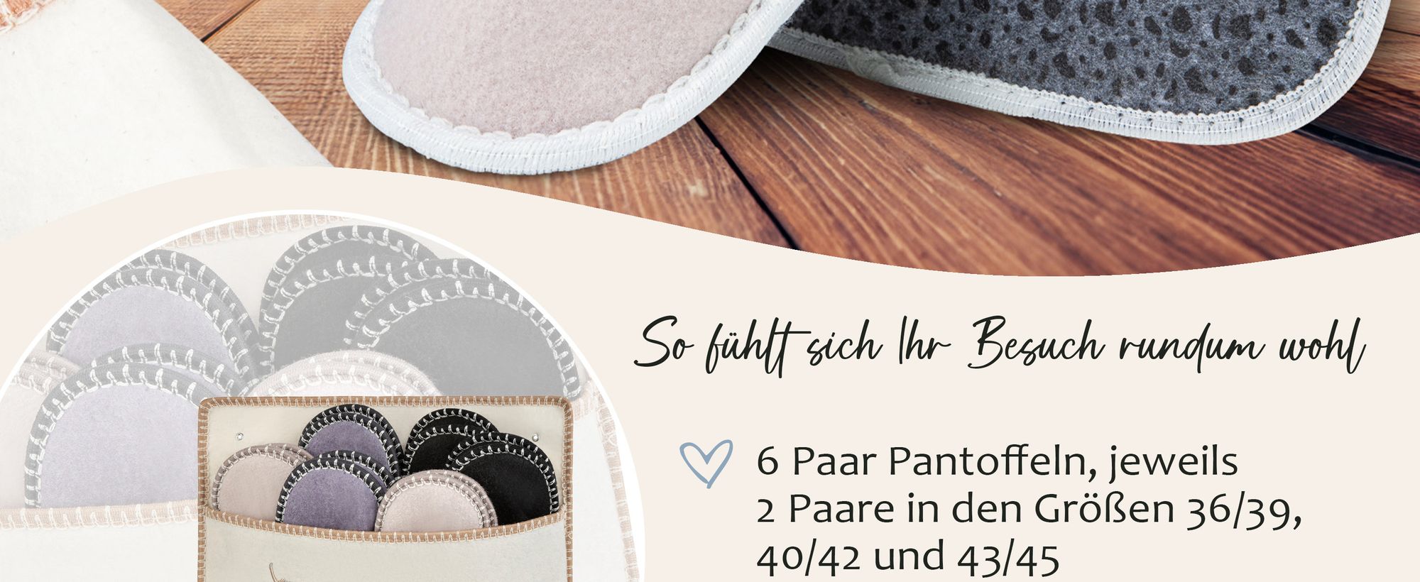 ONVAYA® ABS Gästepantoffel | Feder Creme | 6er Set | Antirutsch Sohle | Hausschuhe | Filzpantoffel | Gr. 36-45 Gästehausschuhe