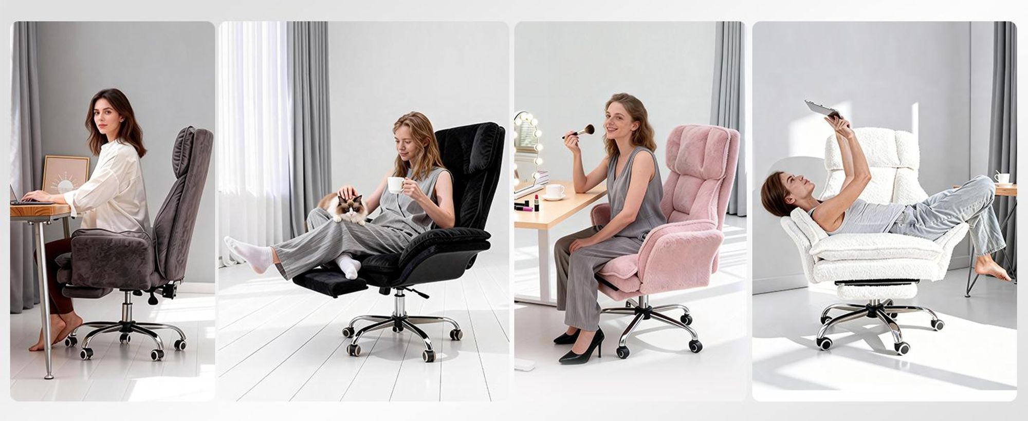 Drehstuhl Bürostuhl Ergonomisch mit klappbaren Armlehnen, Gaming Stuhl mit Fußstütze & 135° Verstellbarer Rückenlehne, Schwarz- Glitzerstoff