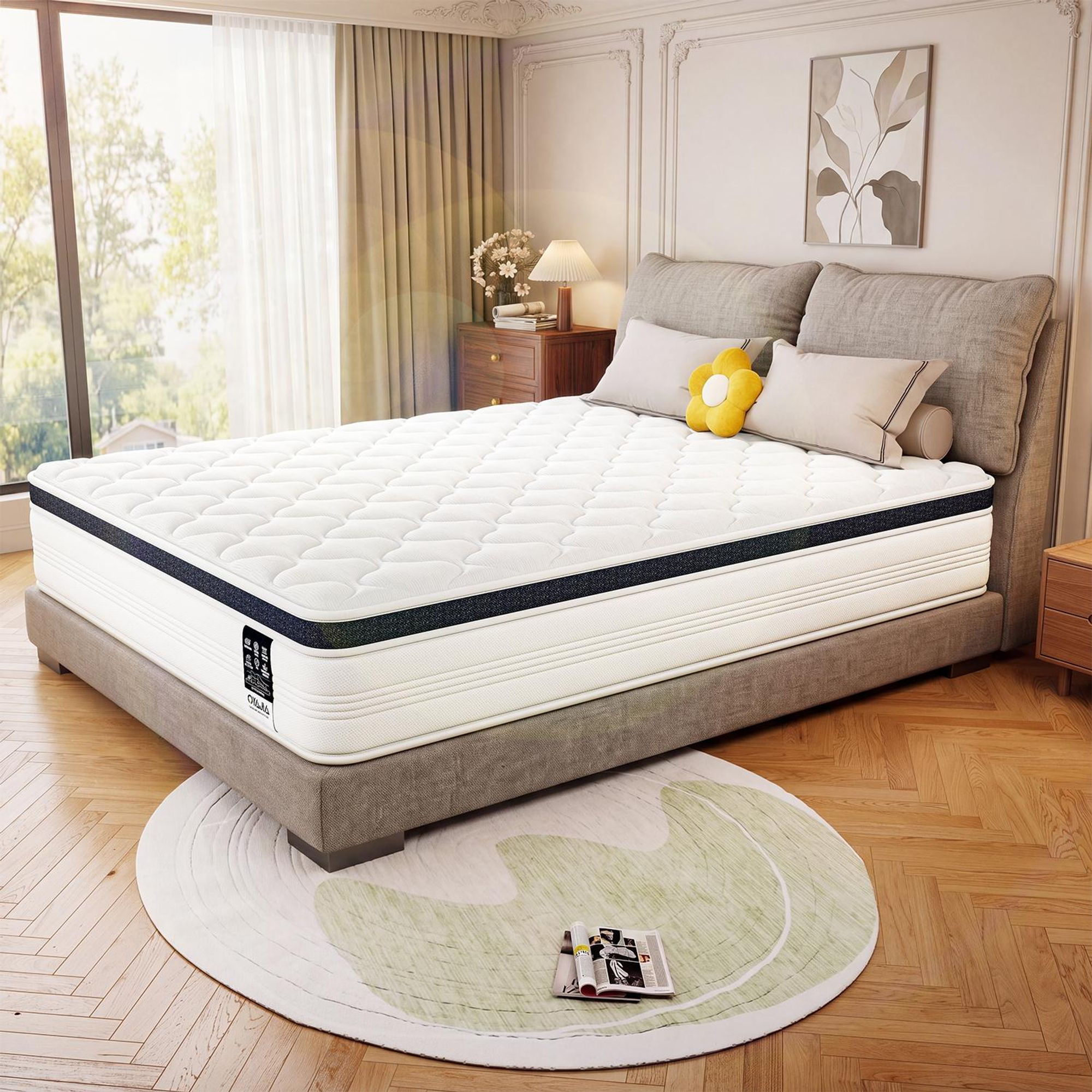 OYAJIA 140 x 200 cm 23 cm hoch Taschenfederkernmatratze Matratze, Ergonomische 7 Zone Federkernmatratze Matratzen mit verstärkte Kanten