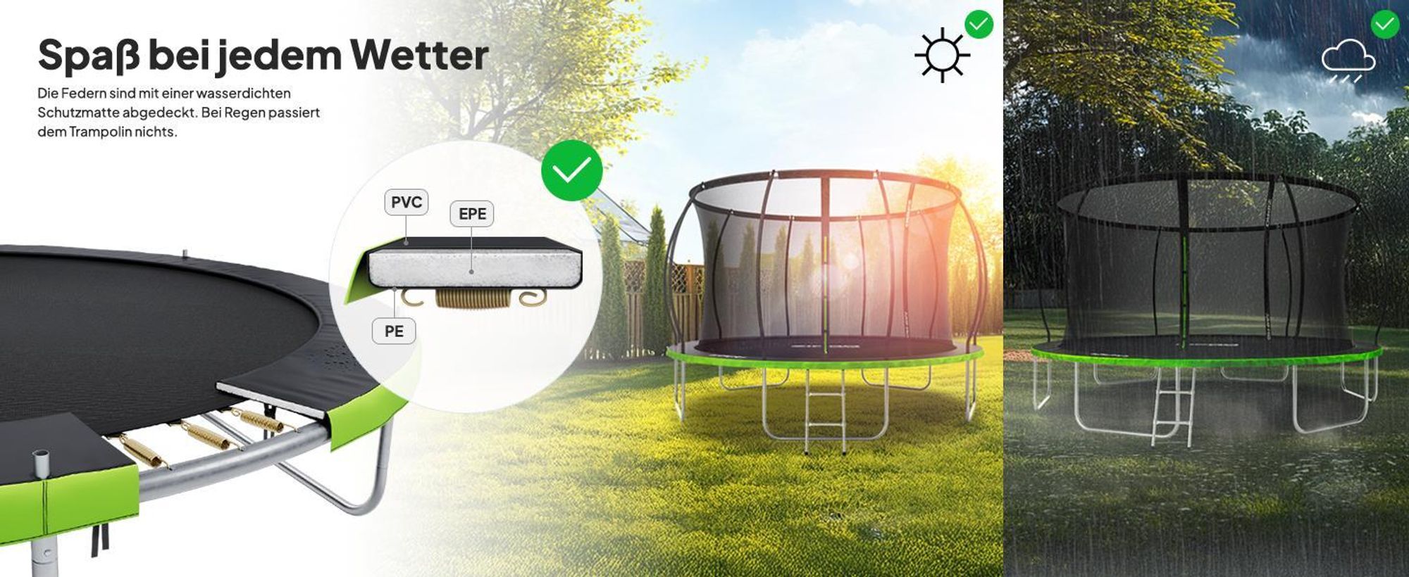ZIPRO Trampolin Jump Pro Premium | 10FT Ø 312 cm | Gartentrampolin Kindertrampolin Komplett-Set inkl. Netz, Leiter & Randabdeckung, Outdoor, Grün