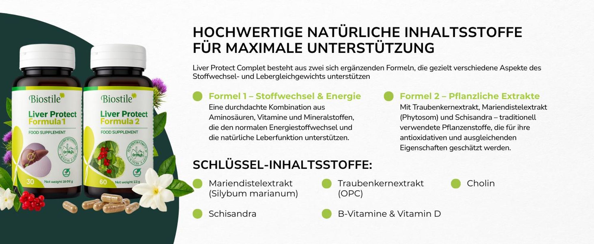 Formel 1 und Formel 2 mit Pflanzenextrakten Vitaminen und Cholin