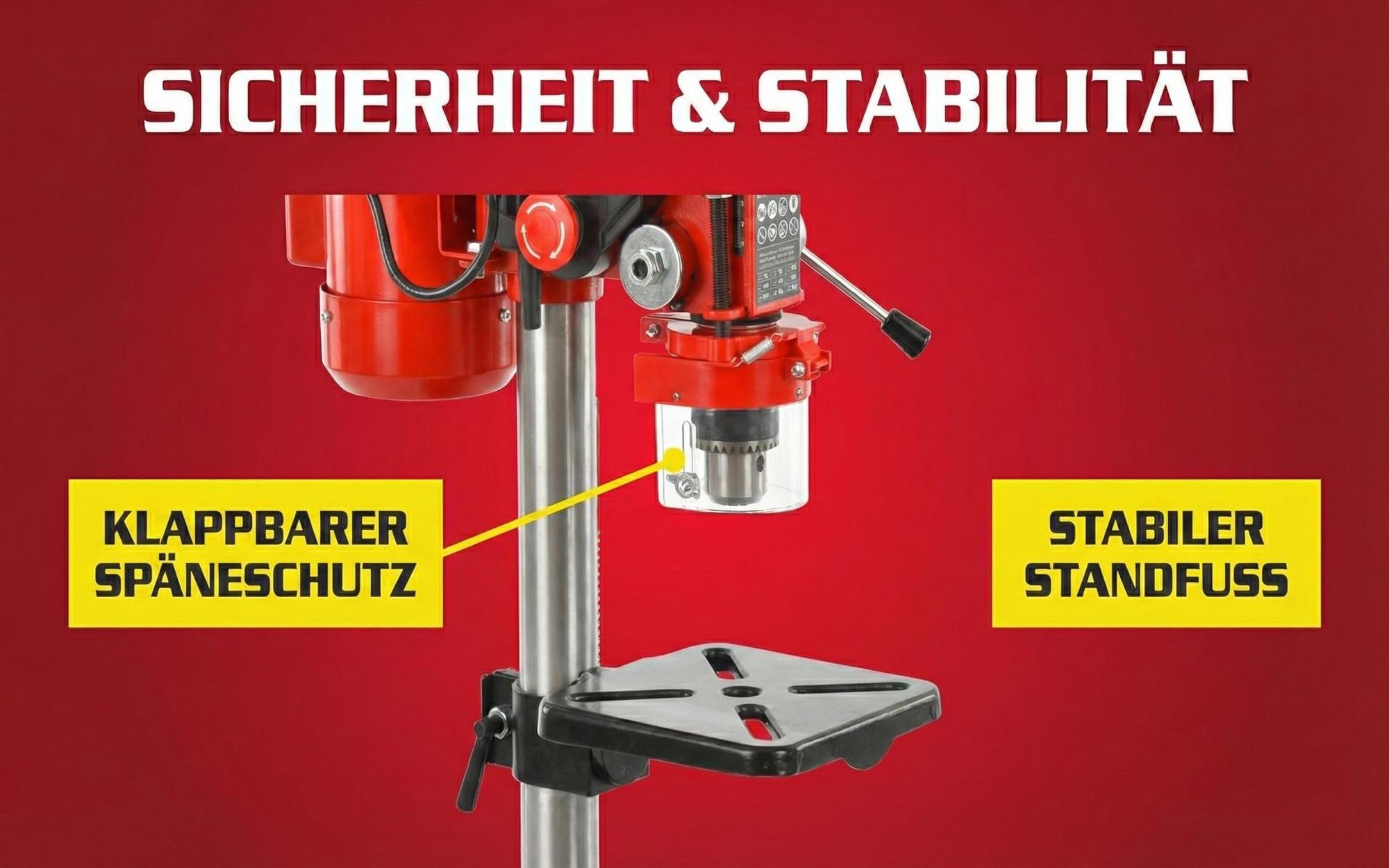HECHT 1055 Standbohrmaschine | 500 W | 50 mm Spindelhub | 2700 U/min | 1,5 - 16 mm Bohrfutterspannweite