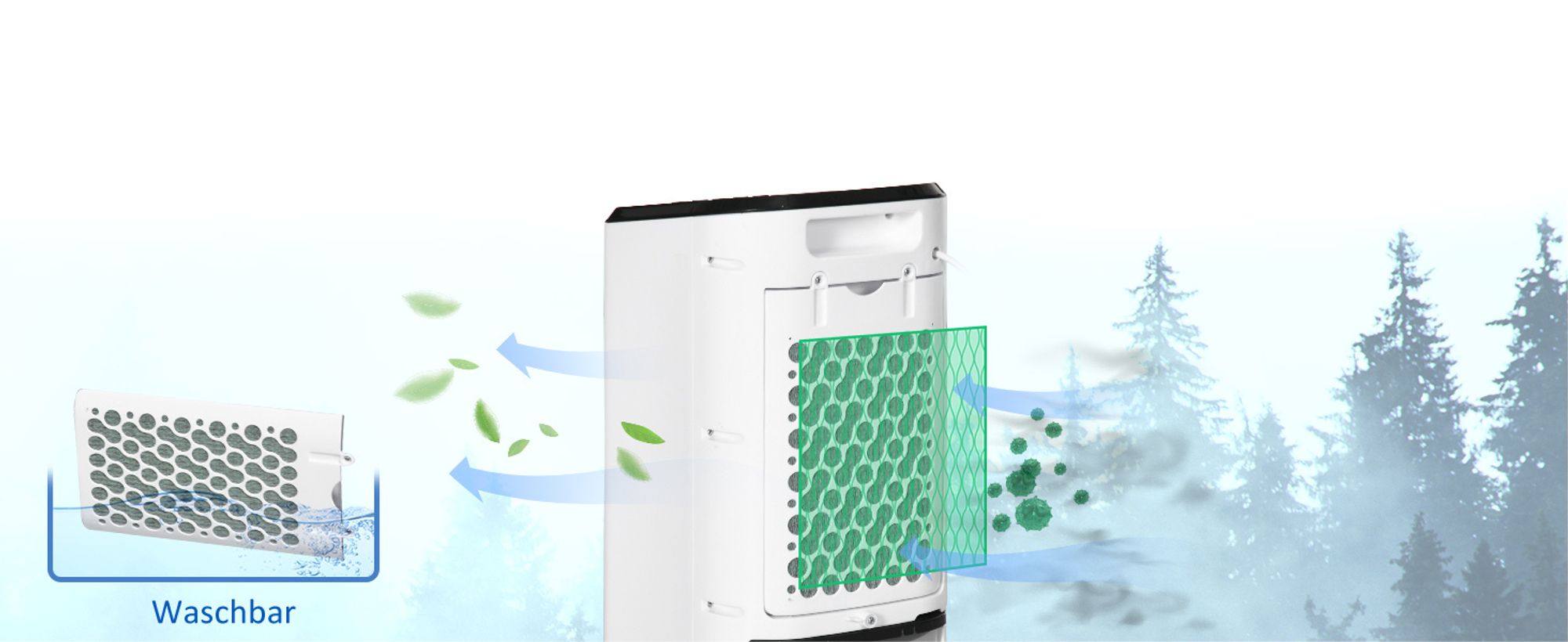 HOMCOM Mobile Luftkühler 3 in 1 Ventilator mit 3 Stufen 60° Oszillation