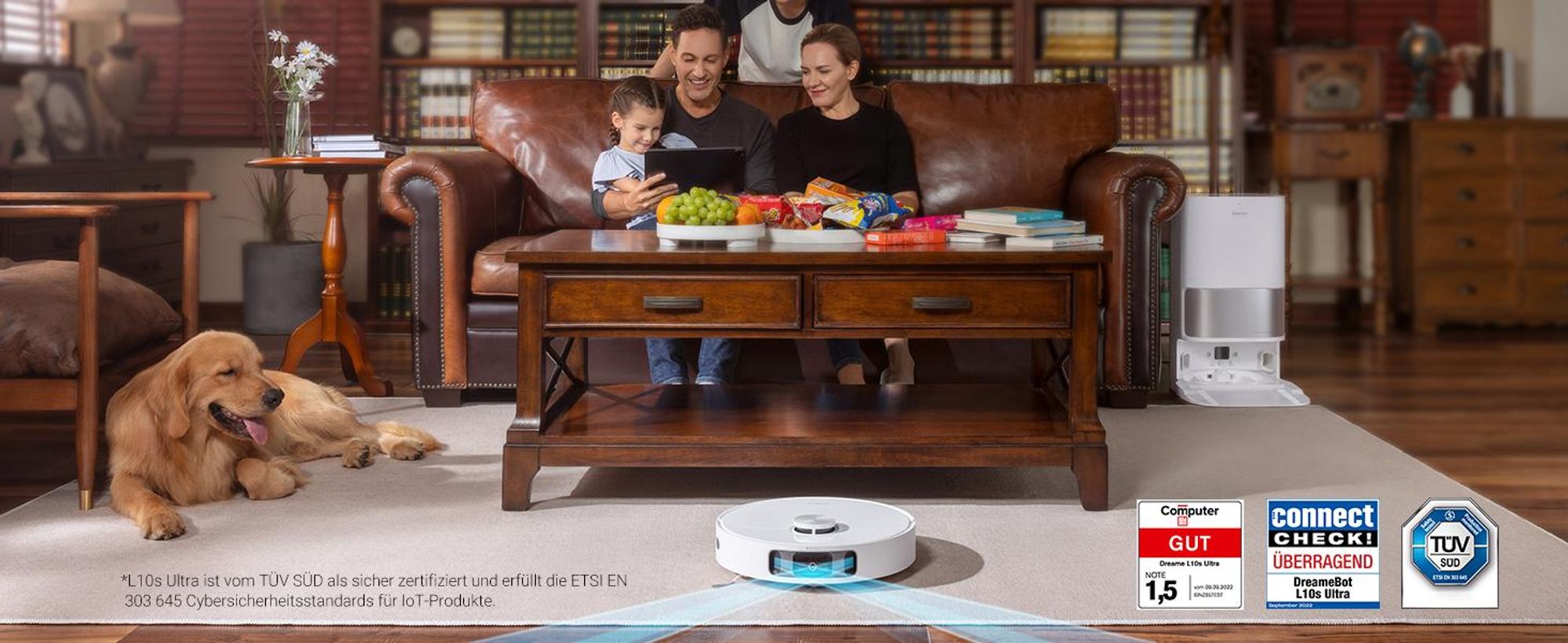 Dreame L10s Ultra Roboter Saugroboter mit Wischfunktion,5300Pa Saugkraft,LiDAR,KI-Navigation,Selb-stauffüllend/Stentleerend,Selbsttrocknung mit Dock