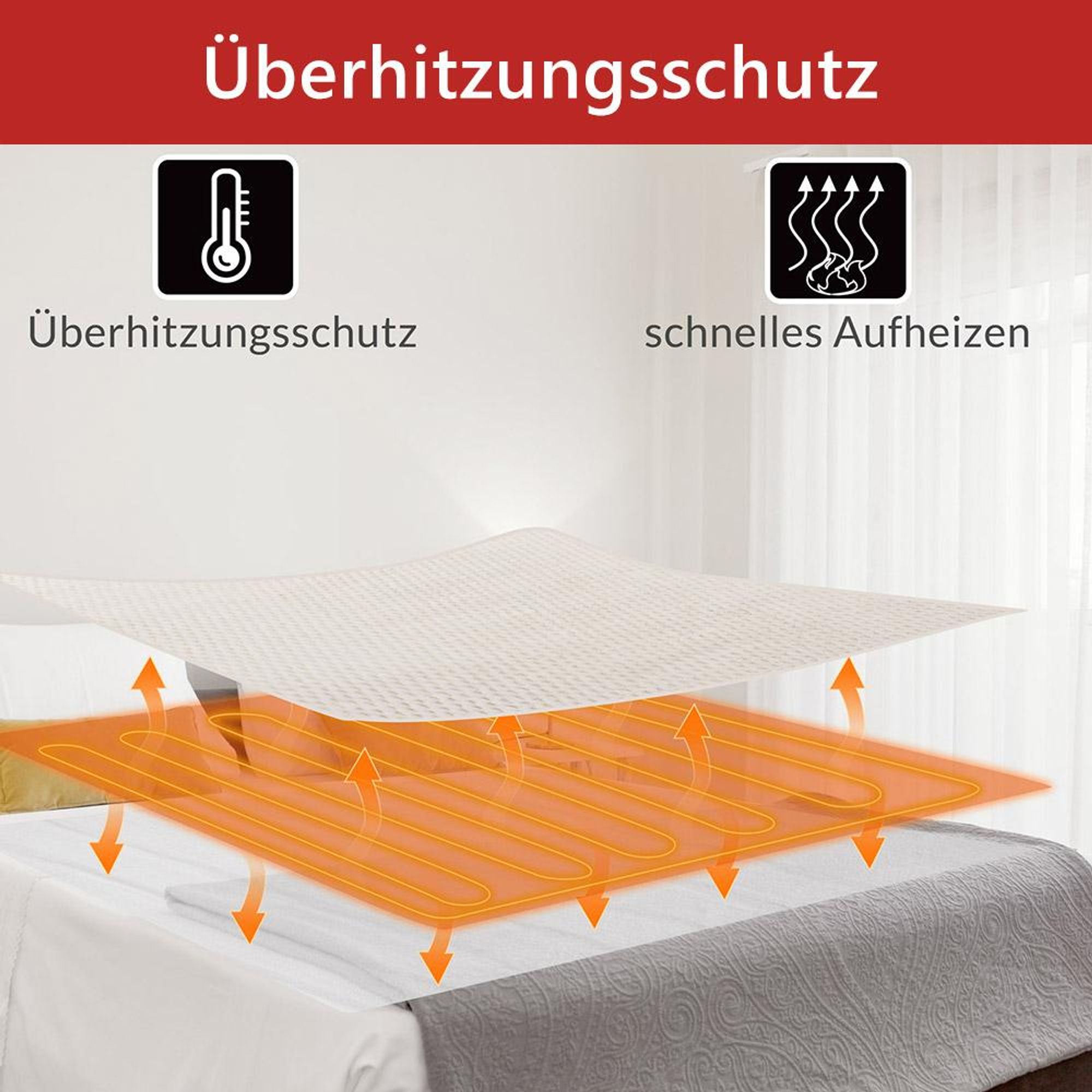 MONZANA® Elektrische Heizdecke 180x130cm 120W 10 Heizstufen 10h Timer Abschaltautomatik Überhitzungsschutz waschbar Fleece Wärmedecke für Bett braun