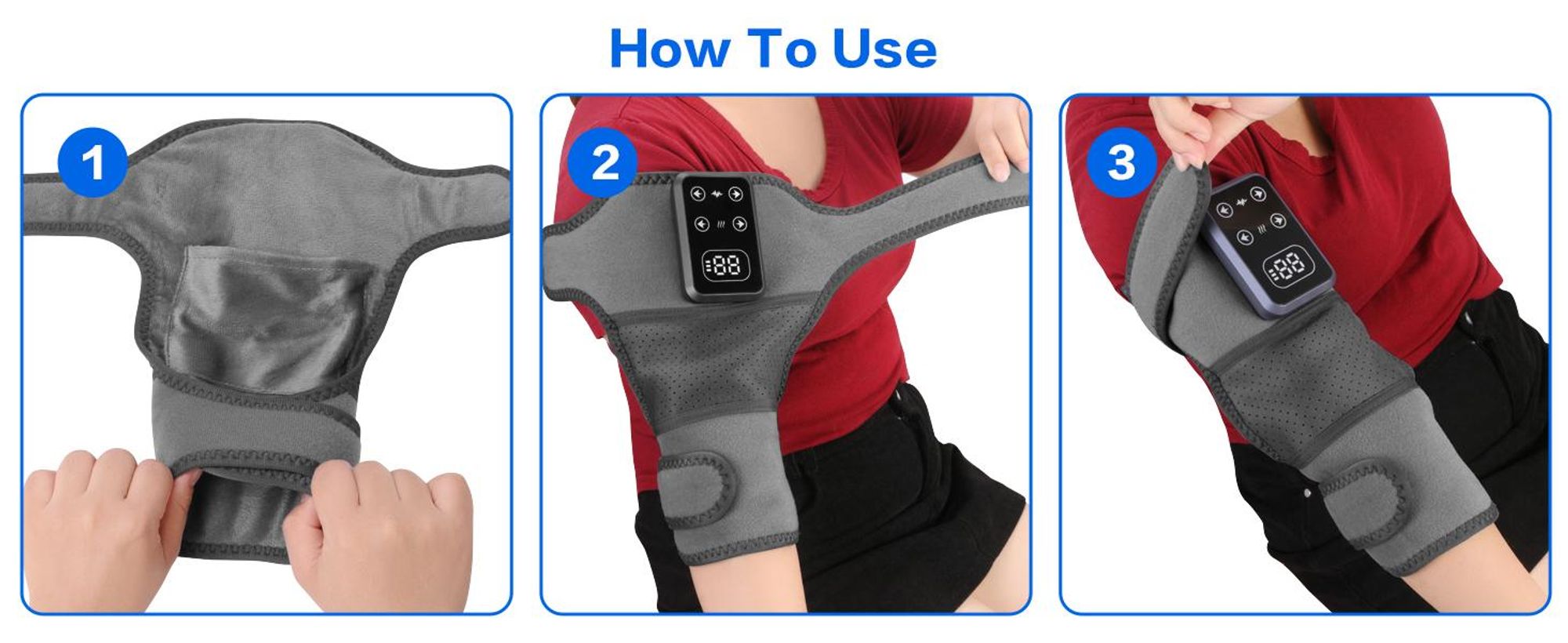 Kniemassagegerät, Knie Massagegerät mit Wärme, 3 Massagemodi, mit 3000mAh Akku, LCD - Touch & Auto - Abschaltung, für Knie, Ellbogen & Schultern