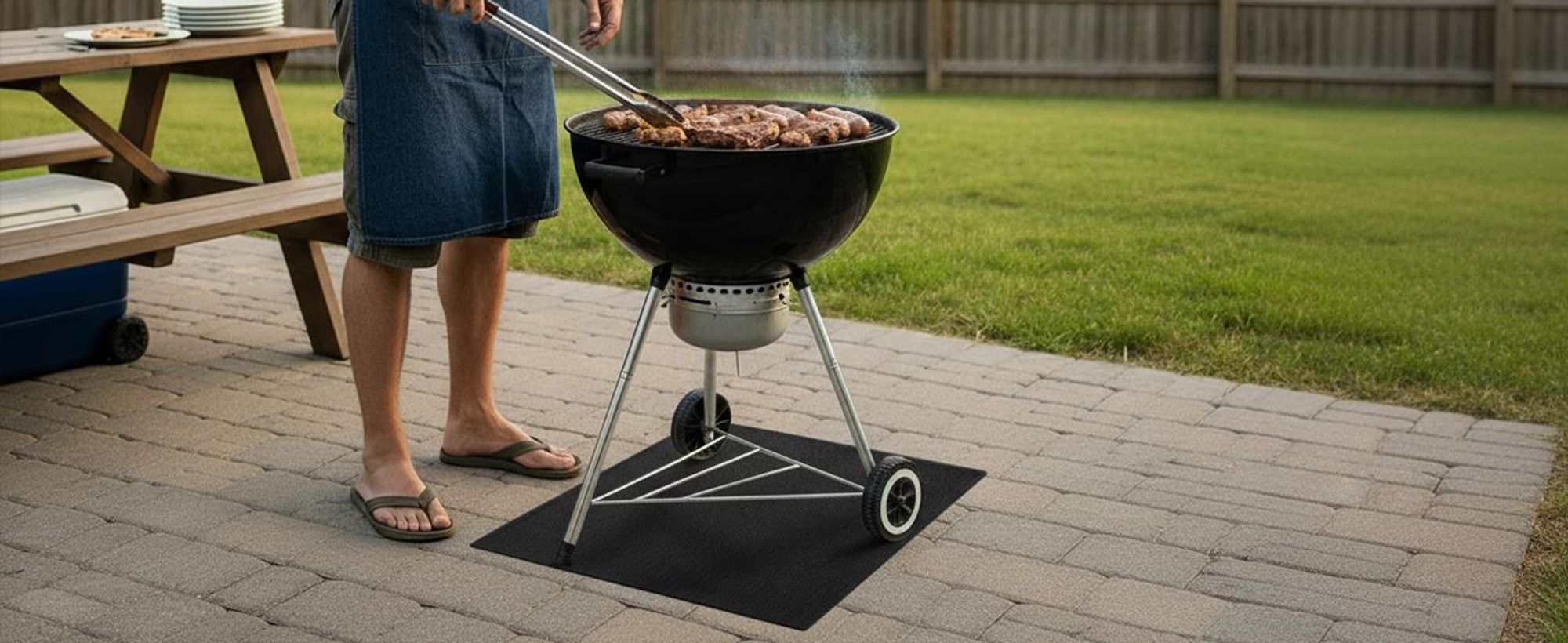 EVOCAMP Brandschutzmatte 30x30cm, feuerfest bis 982 °C, aus voroxidierte Fasern, flexibel, pflegeleicht – Unterlage für Grill & Werkstatt
