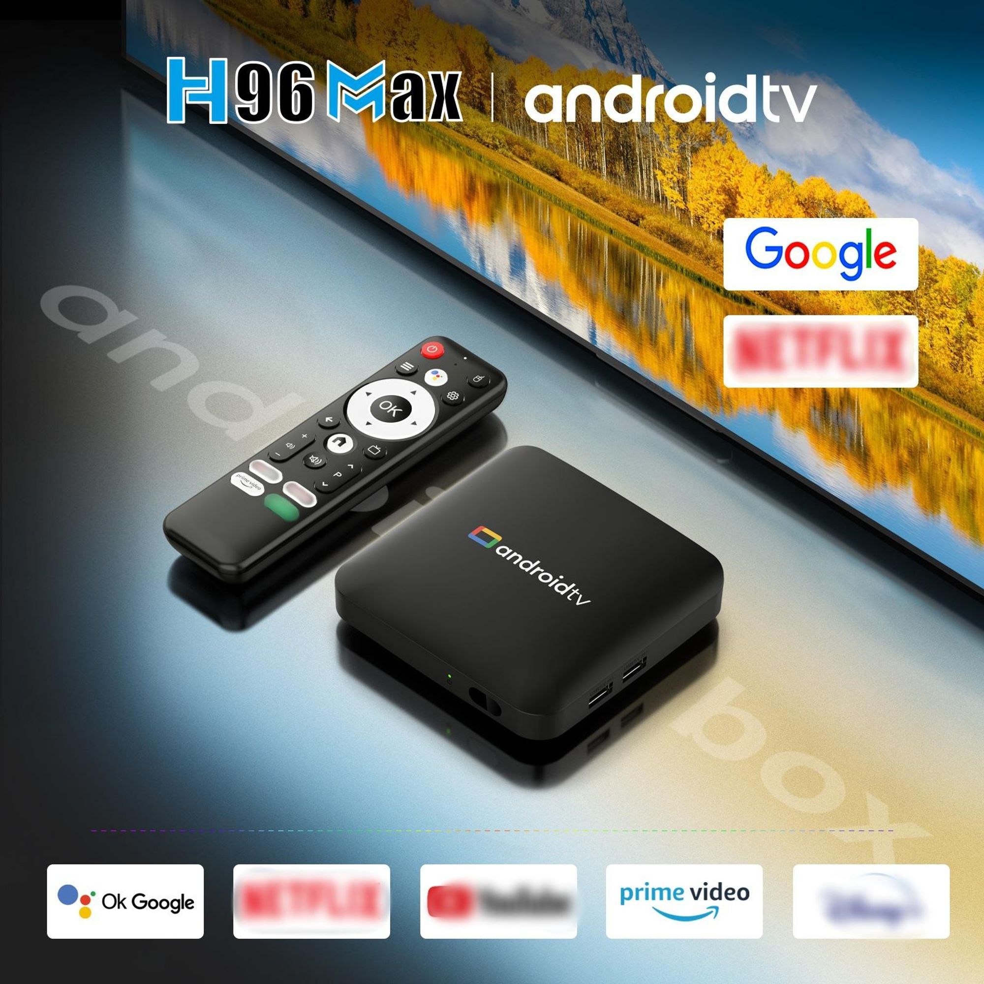 Smart TV Box H96 MAX S905L3 Android 14.0 4K BT Google Voice Remote Media Player Home Android Set-Top-Box 2 GB 16 GB