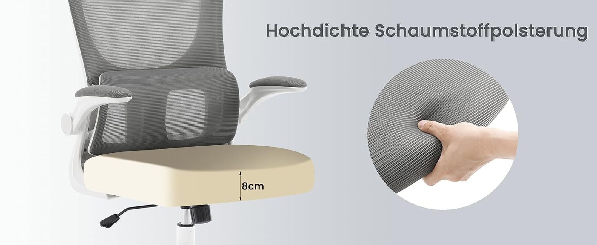 WOLTU Bürostuhl ergonomisch, Schreibtischstuhl Netzstoff, höhenverstellbar : Schwarz Farbe: Schwarz