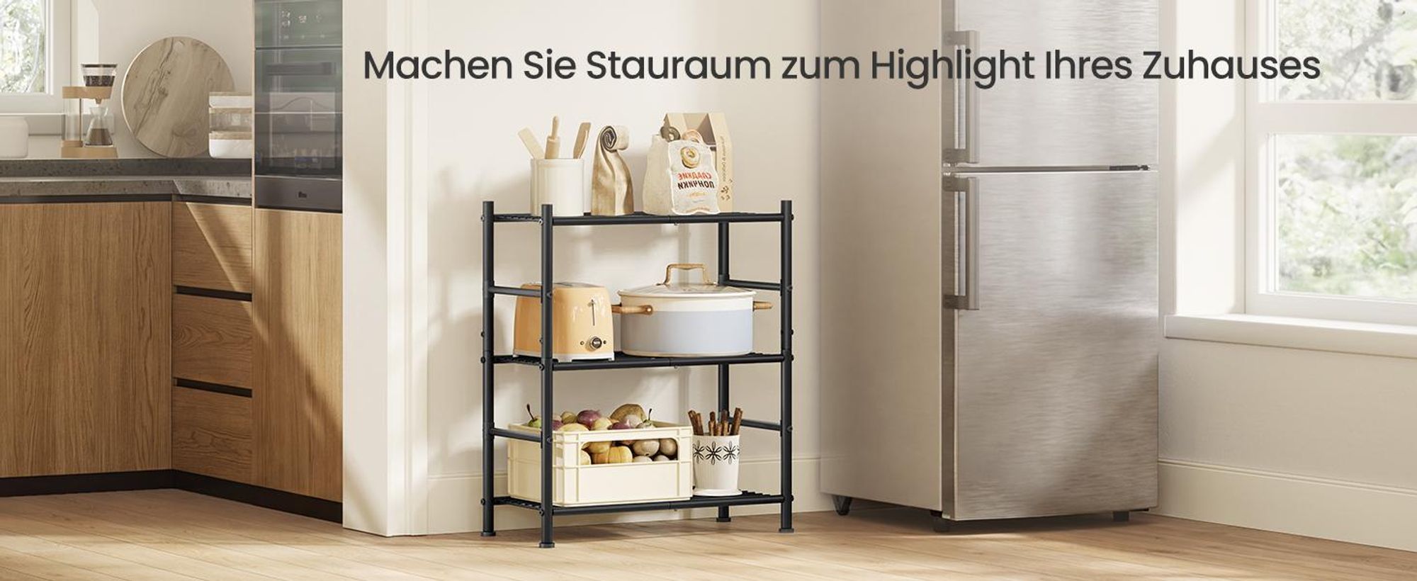 SONGMICS Standregal aus Stahl, Stabiles Metallregal mit 3 Ebenen, 60 x 30 x 77,5 cm, Schwarz
