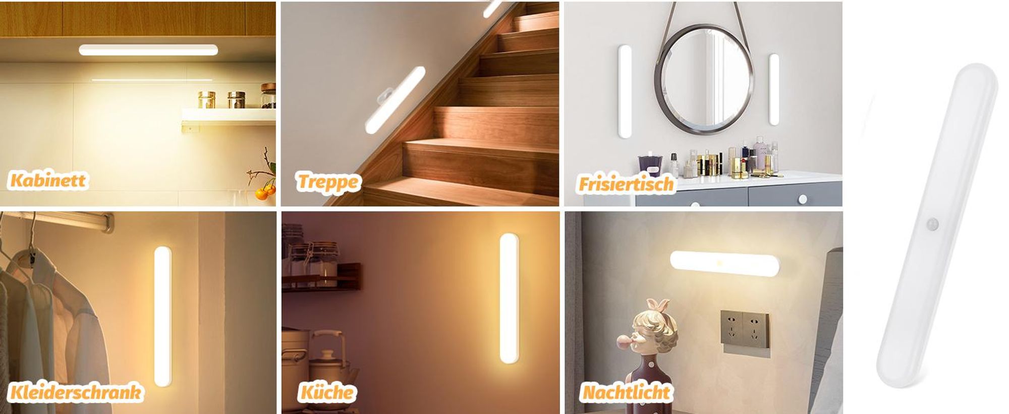 ZMH Wandleuchte LED mit Bewegungsmelder Wandstrahler Touch Dimmbar USB Batteriebetrieben Lampe 360°Drehbar für Spiegel Ohne Stromanschluss